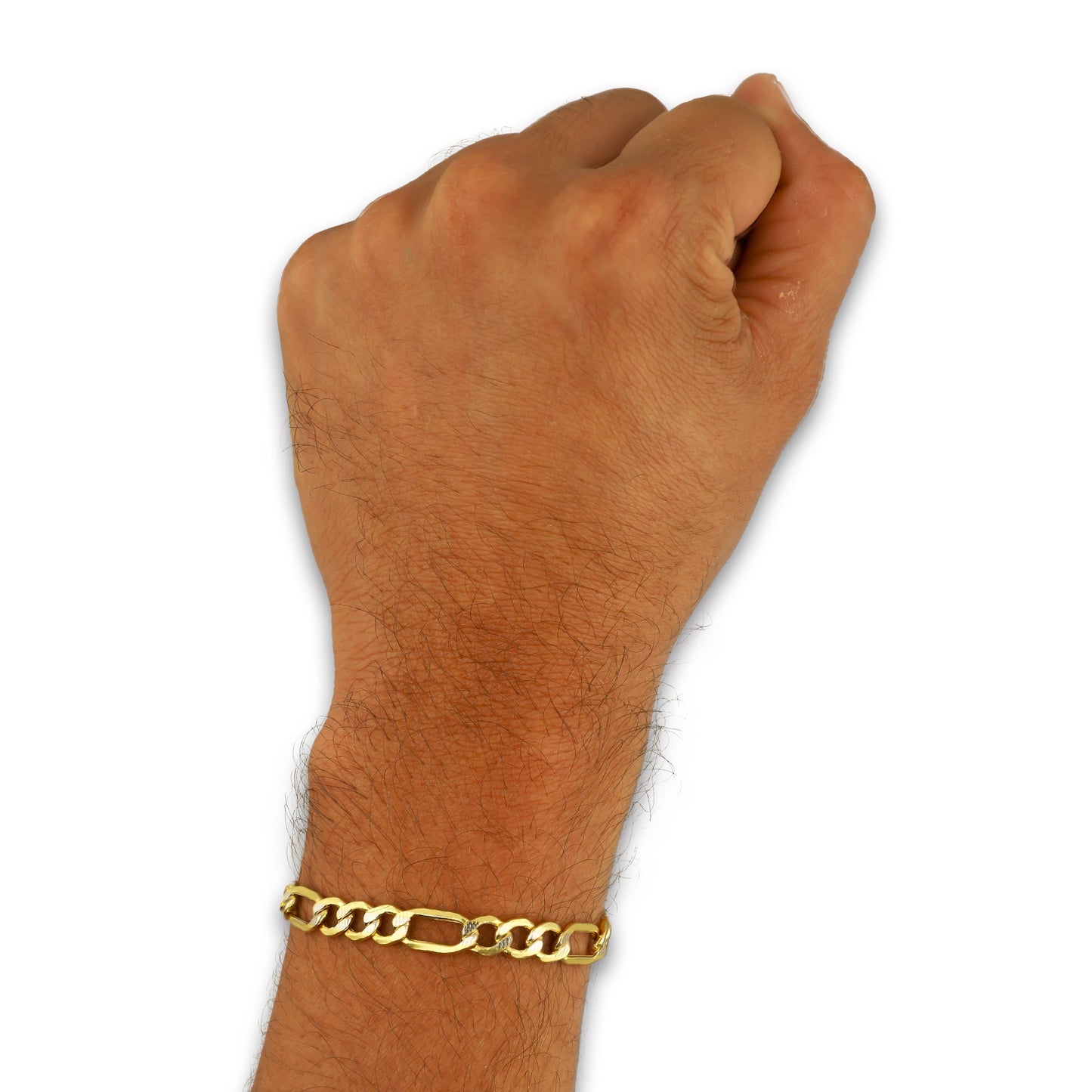 MR14PC060 Pulsera Para Caballero Oro Sólido 14K EMF14 Modelo Fígaro 3*1 Diamantada 6 mm x 21 cm