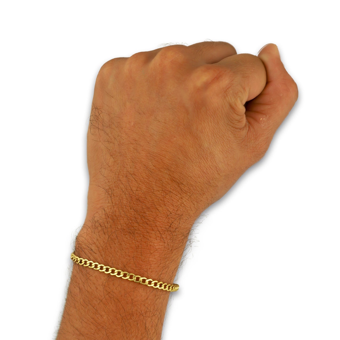 MR14PC061 Pulsera Para Caballero Oro Sólido 14K EMF14 Modelo Fígaro 1x0 Lisa 3 mm x 21 cm