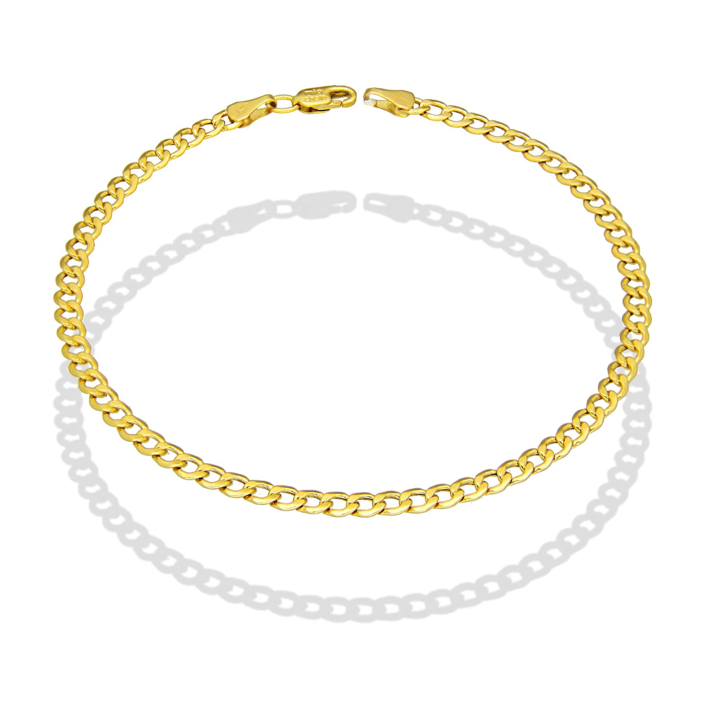 MR14PC061 Pulsera Para Caballero Oro Sólido 14K EMF14 Modelo Fígaro 1x0 Lisa 3 mm x 21 cm