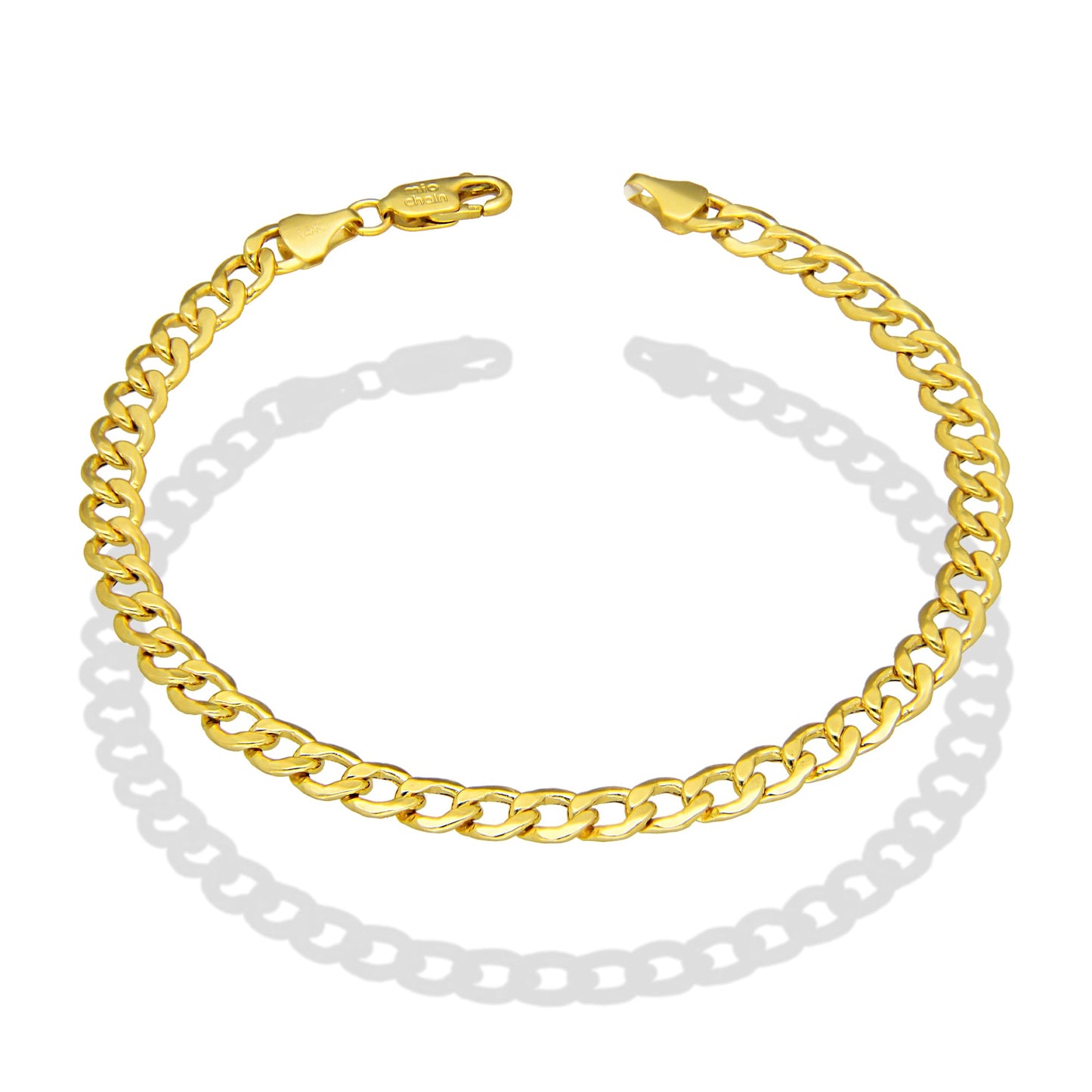 MR14PC062 Pulsera Para Caballero Oro Sólido 14K EMF14 Modelo Fígaro 1x0 Lisa 5 mm x 21 cm