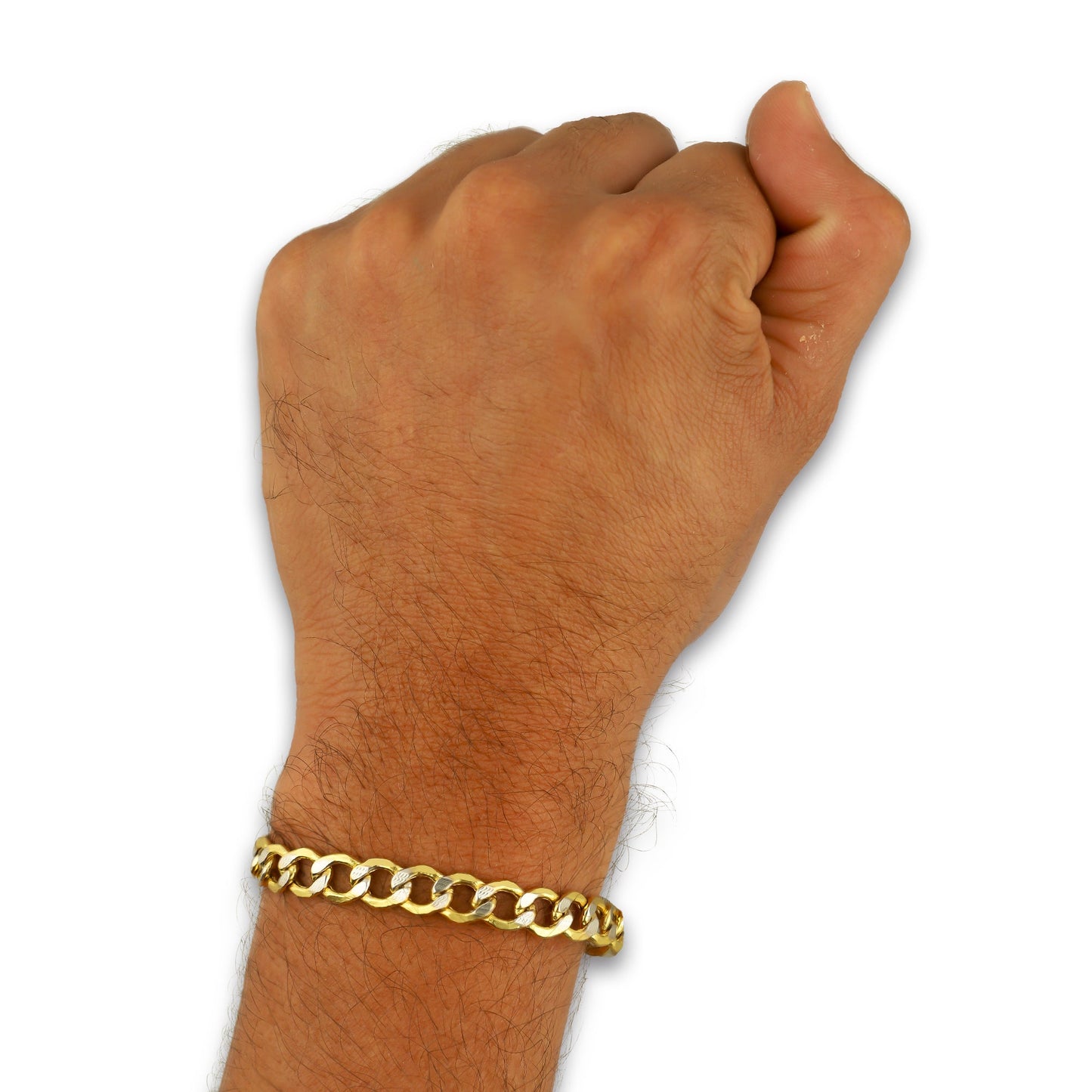 MR14PC063 Pulsera Para Caballero Oro Sólido 14K EMF14 Modelo Fígaro 1x0 Diamantada 7 mm x 20.5 cm