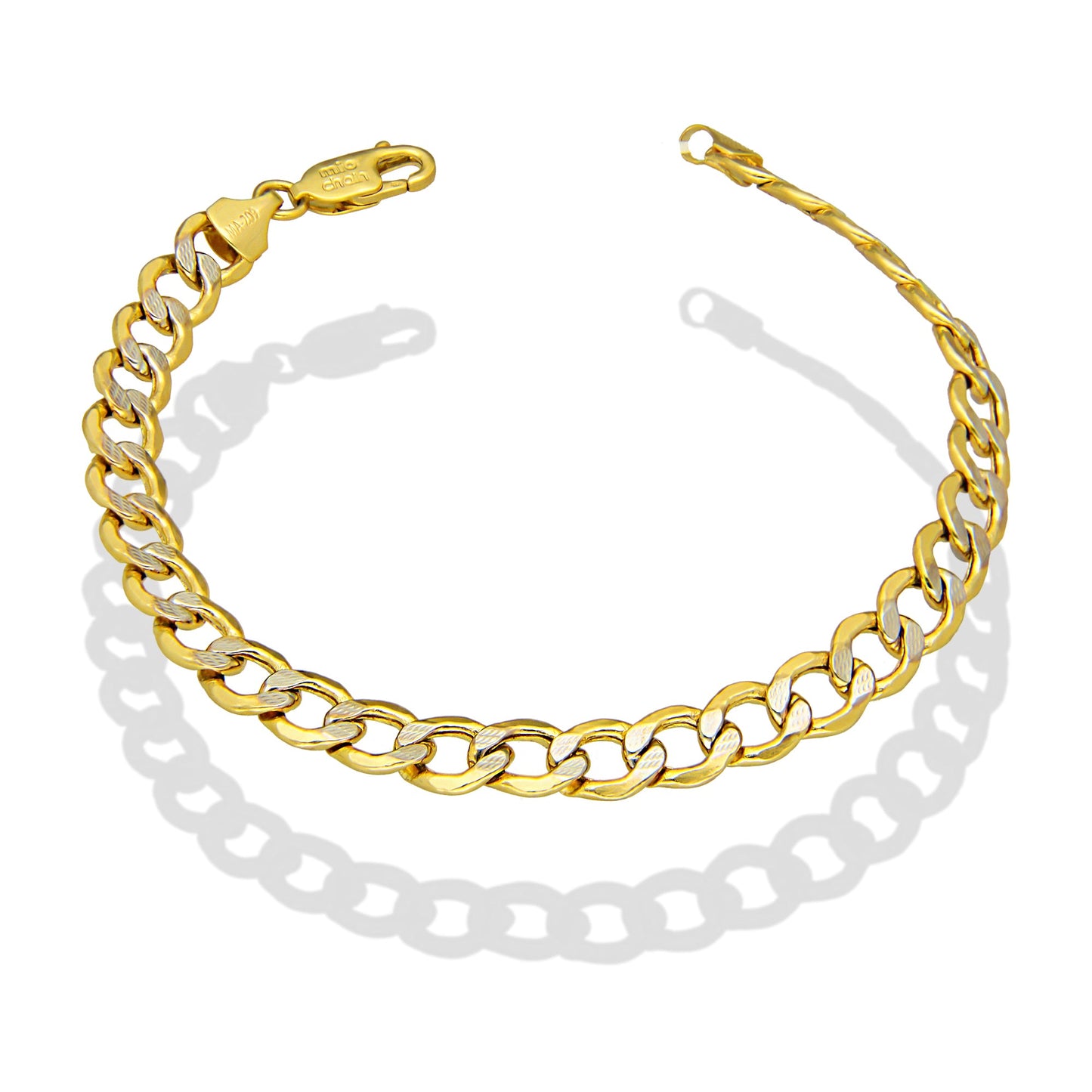 MR14PC063 Pulsera Para Caballero Oro Sólido 14K EMF14 Modelo Fígaro 1x0 Diamantada 7 mm x 20.5 cm