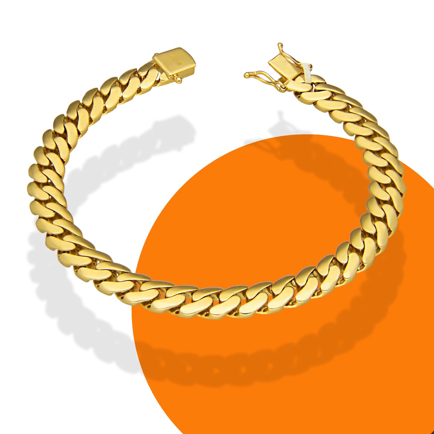 MR14PC069 Pulsera Para Caballero Oro Sólido 14K EMF14 Modelo Cubana 8 mm x 21 cm
