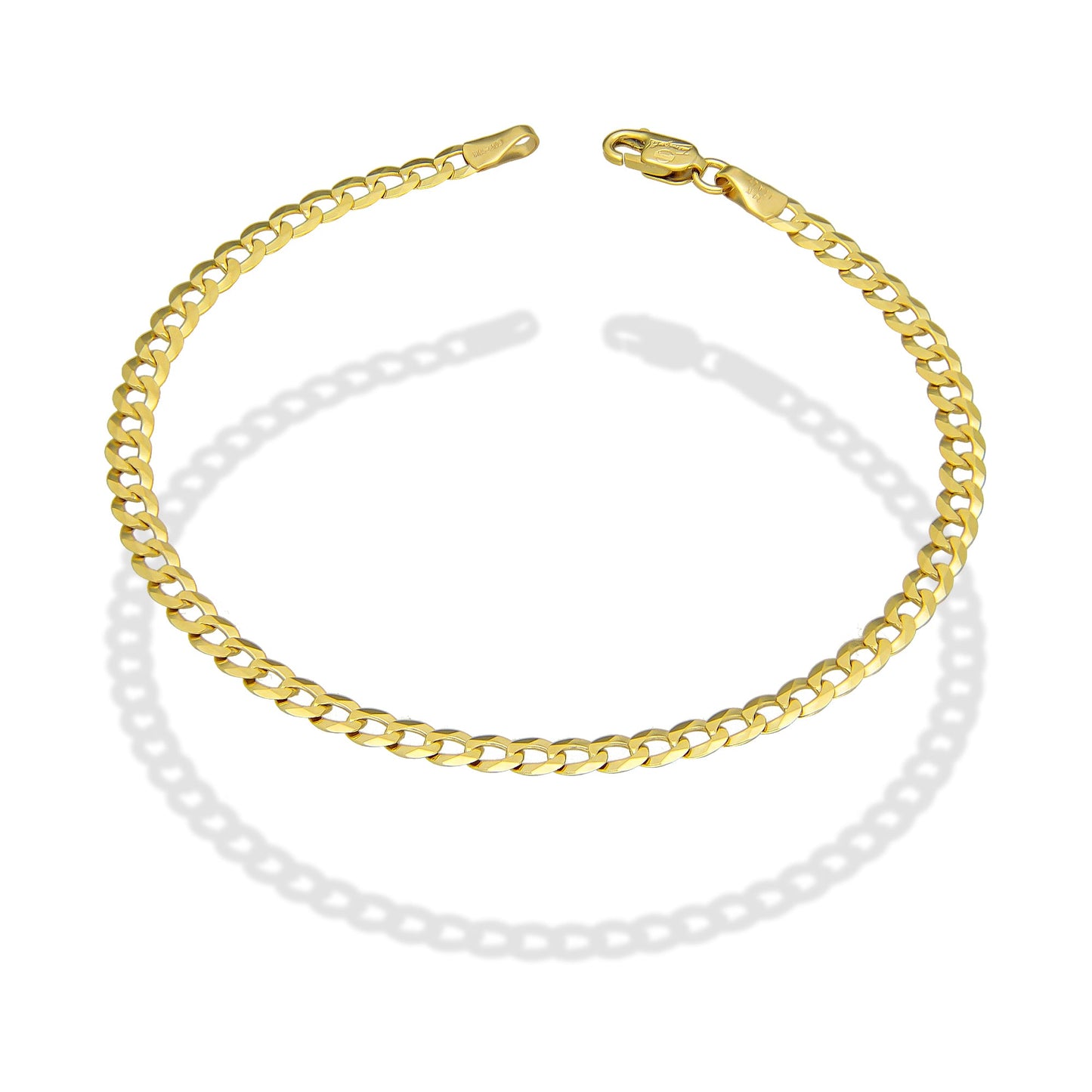 MR14PD101 Pulsera Dama Oro Sólido 14K Mod Cubana Americana 1*0 Lisa 3.2 mm x 18 cm