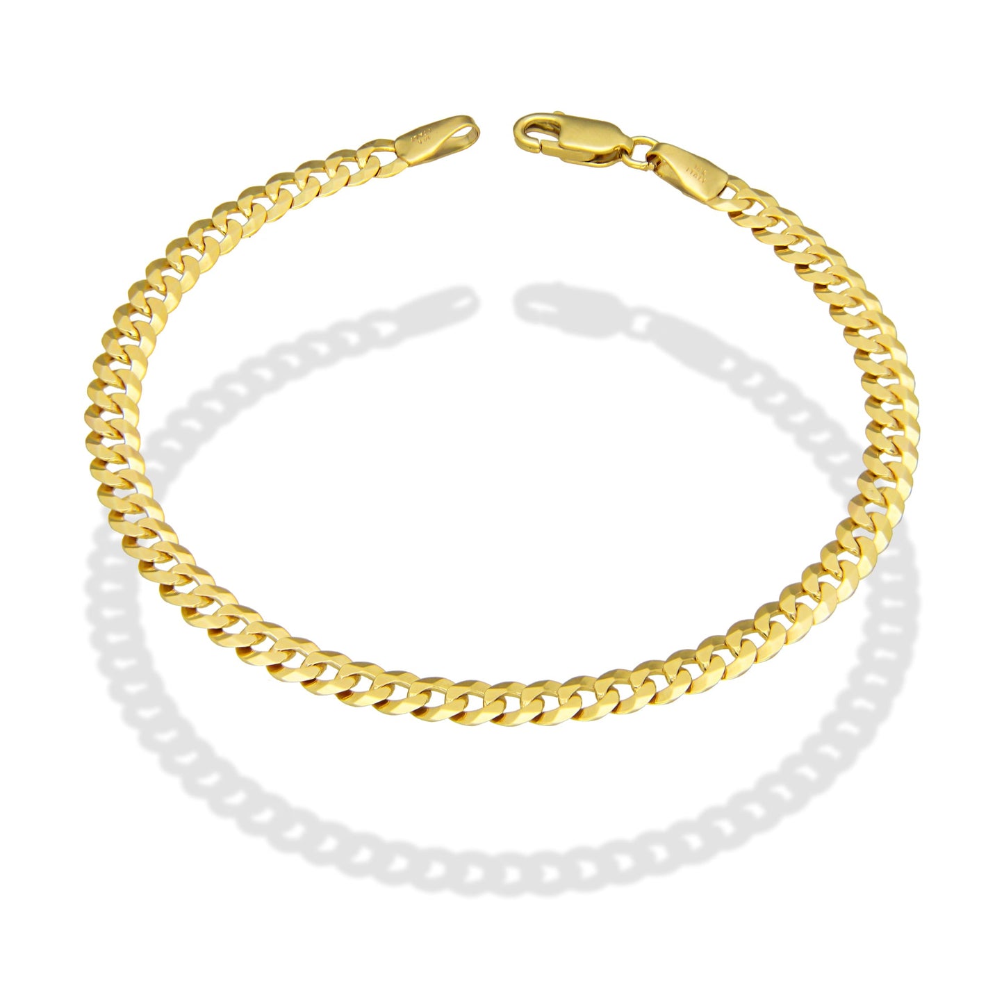 MR14PD102 Pulsera Dama Oro Sólido 14K Mod Cubana Americana 1*0 Lisa 4.5 mm x 18 cm