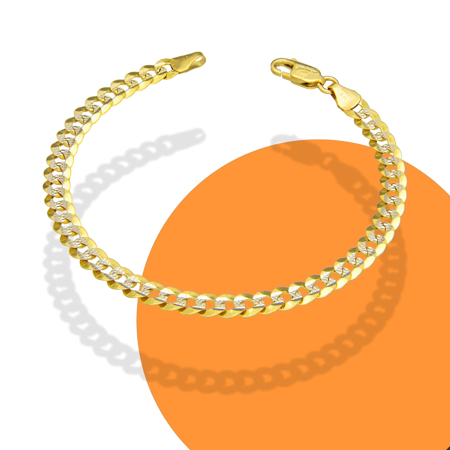 MR14PD106 Pulsera Dama Oro Sólido 14K Mod Cubana Americana 1*0 Diamantada 5 mm x 18 cm