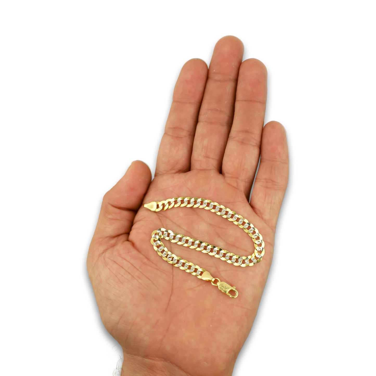 MR14PD106 Pulsera Dama Oro Sólido 14K Mod Cubana Americana 1*0 Diamantada 5 mm x 18 cm