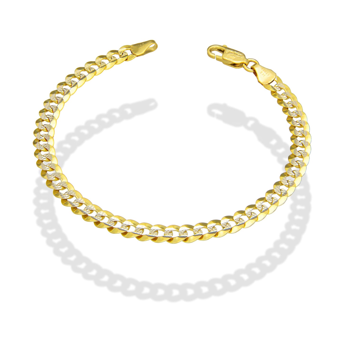 MR14PD106 Pulsera Dama Oro Sólido 14K Mod Cubana Americana 1*0 Diamantada 5 mm x 18 cm