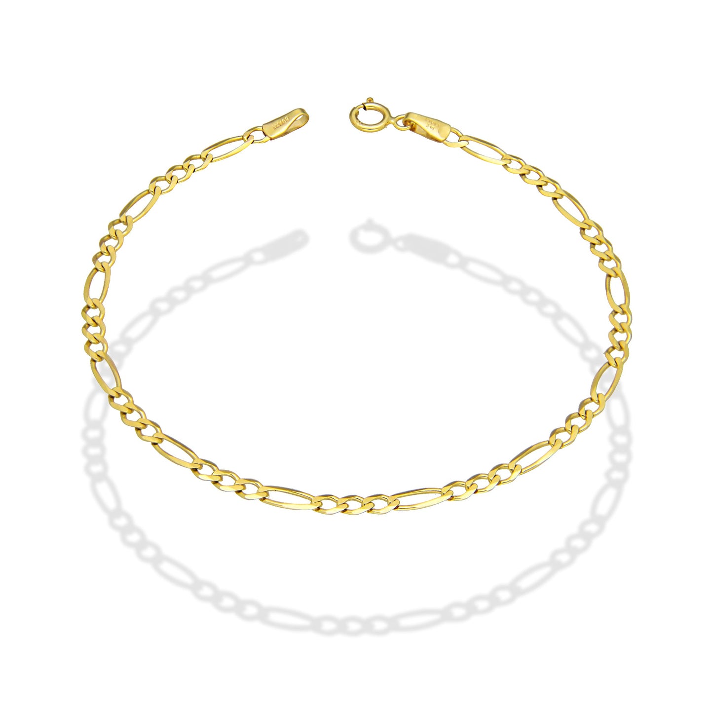 MR14PD110 Pulsera Dama Oro Sólido 14K Mod Fígaro 3*1 Lisa 2.7 mm x 18 cm