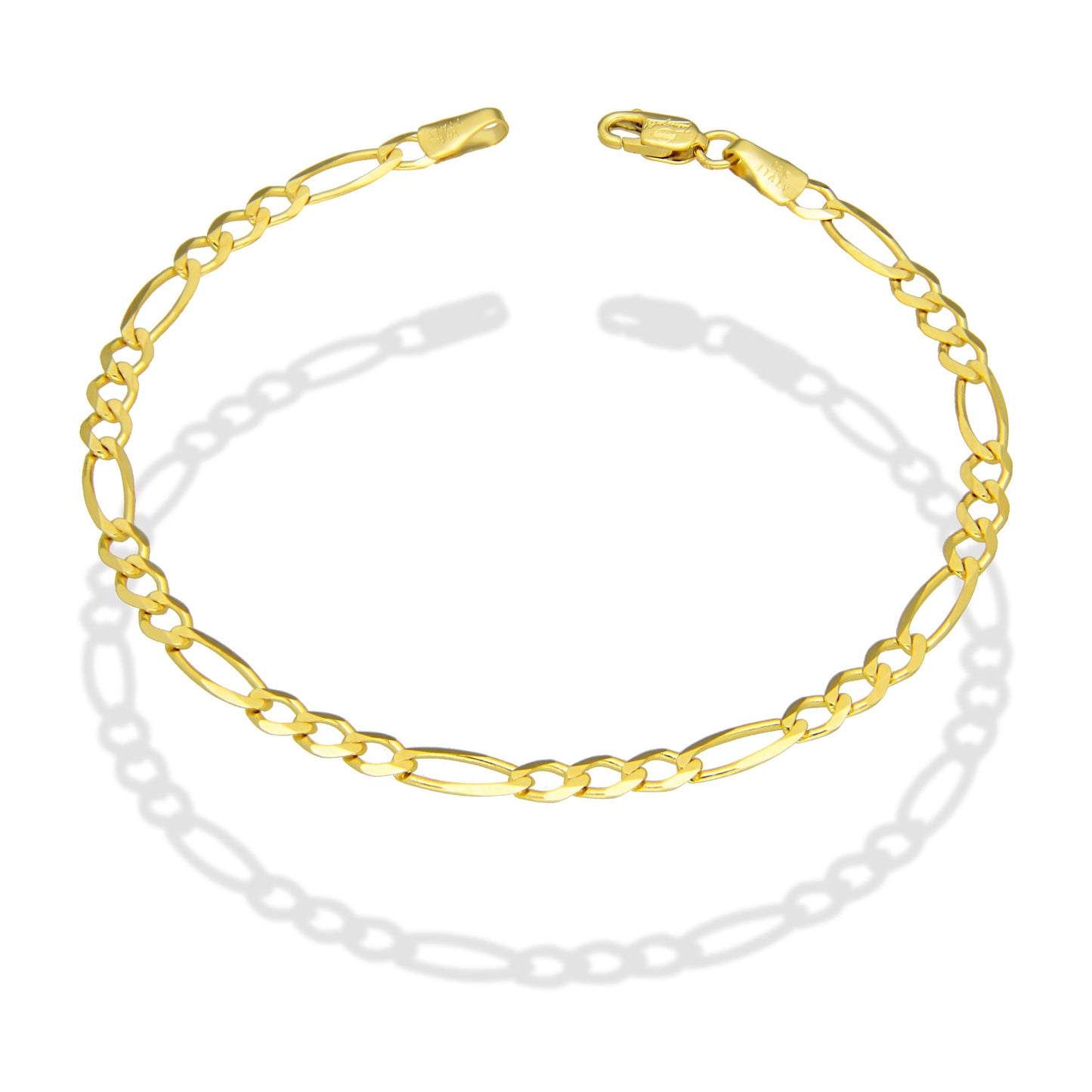 MR14PD111 Pulsera Dama Oro Sólido 14K Mod Fígaro 3*1 Lisa 3.5 mm x 18 cm