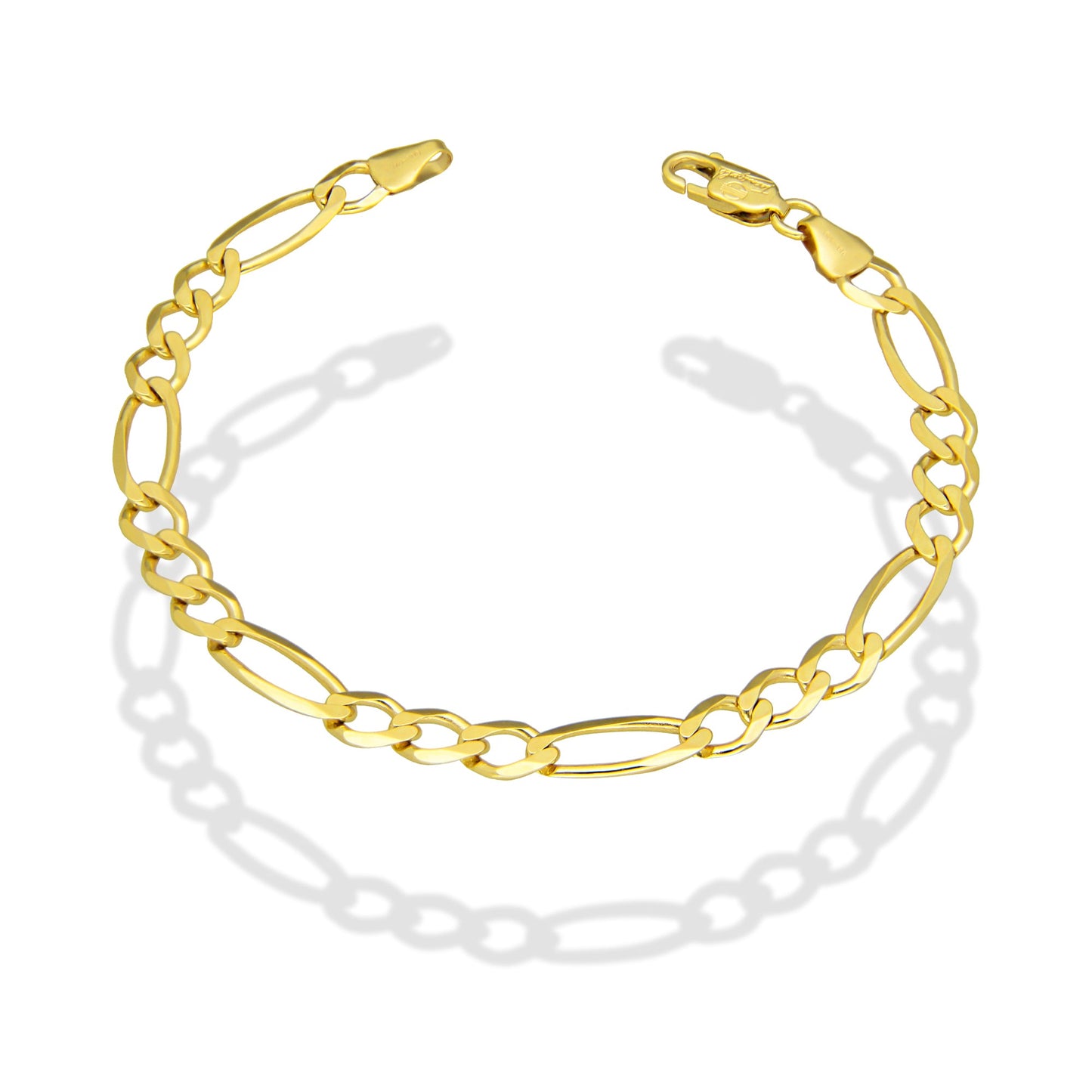 MR14PD113 Pulsera Dama Oro Sólido 14K Mod Fígaro 3*1 Lisa 5 mm x 18 cm
