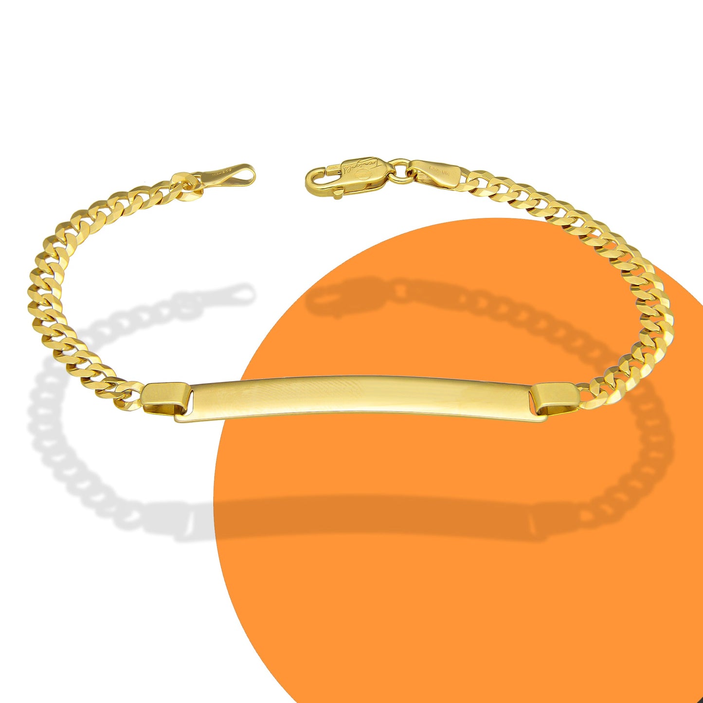 MR14PD116 Pulsera Esclava Dama Oro Sólido 14K Mod Cubana Americana Lisa 4.5 mm x 18 cm