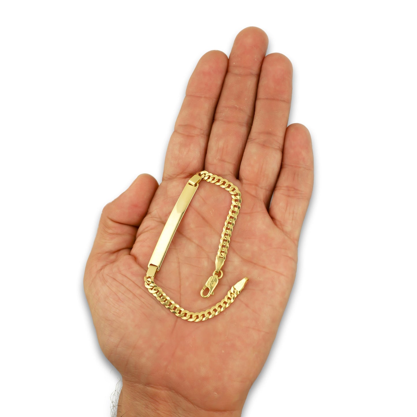 MR14PD116 Pulsera Esclava Dama Oro Sólido 14K Mod Cubana Americana Lisa 4.5 mm x 18 cm