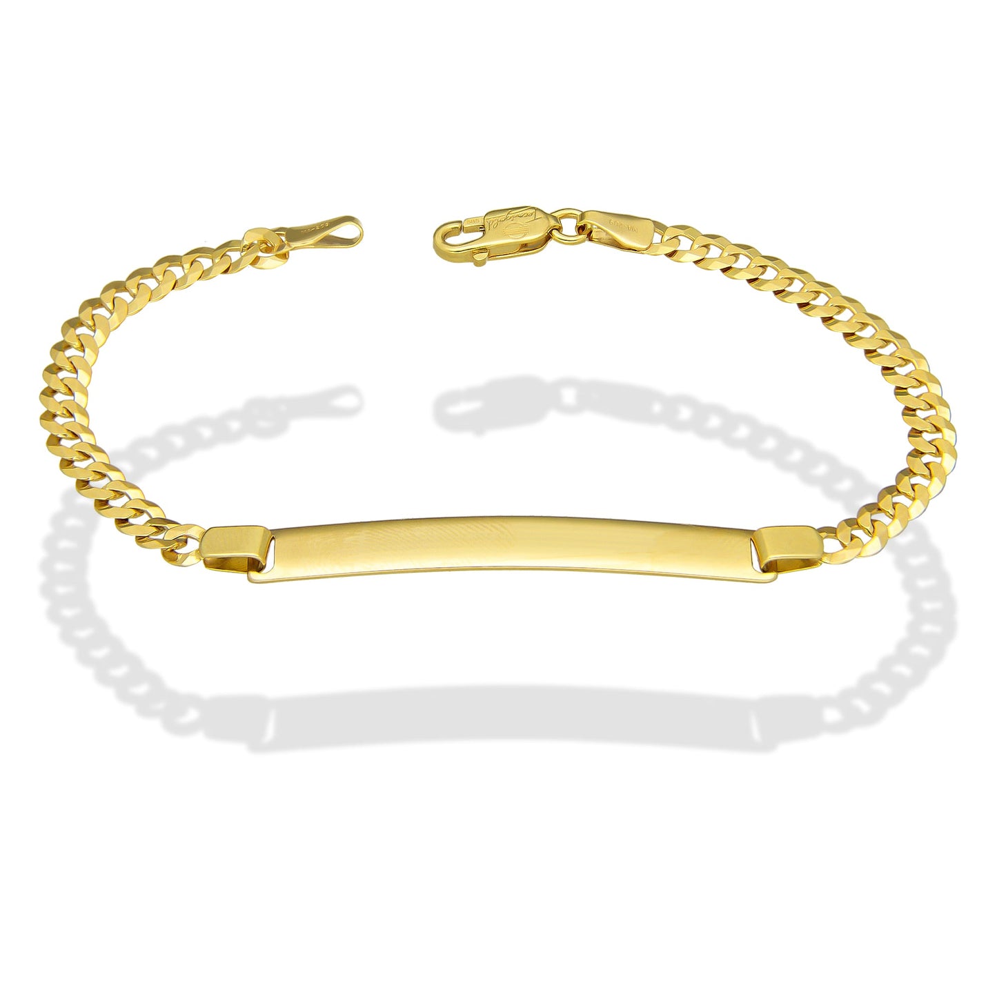 MR14PD116 Pulsera Esclava Dama Oro Sólido 14K Mod Cubana Americana Lisa 4.5 mm x 18 cm