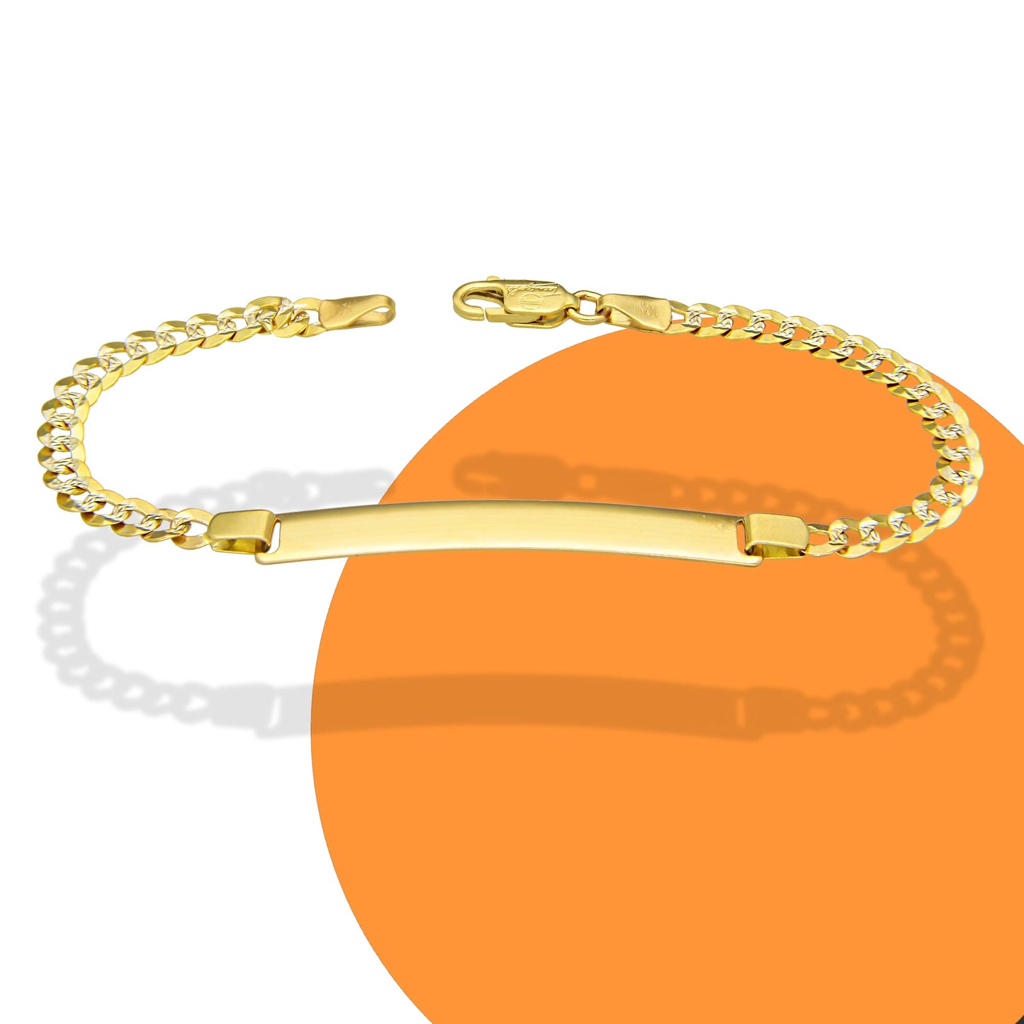 MR14PD117 Pulsera Esclava Dama Oro Sólido 14K Mod Cubana Americana Diamantada 4.5 mm x 18 cm