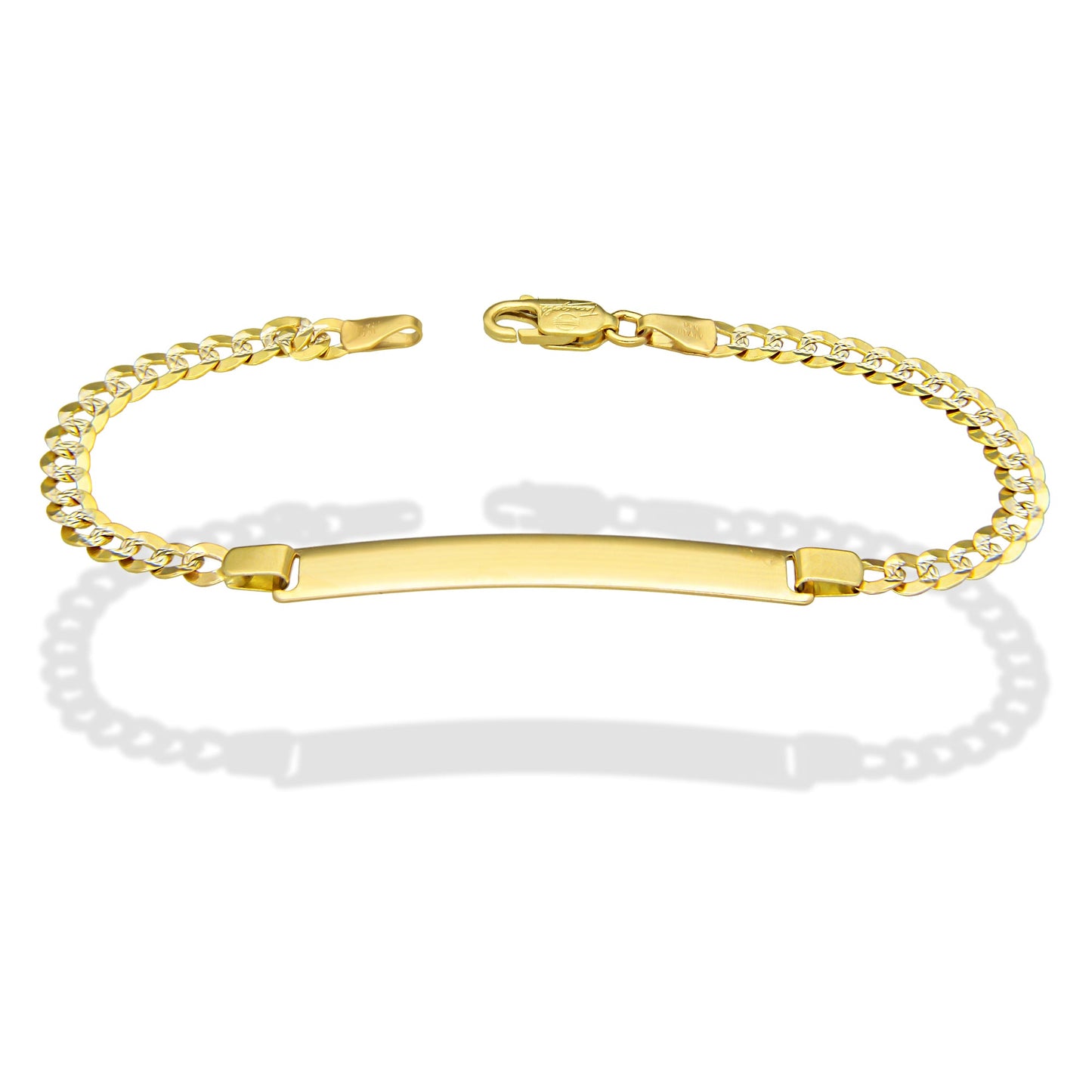 MR14PD117 Pulsera Esclava Dama Oro Sólido 14K Mod Cubana Americana Diamantada 4.5 mm x 18 cm