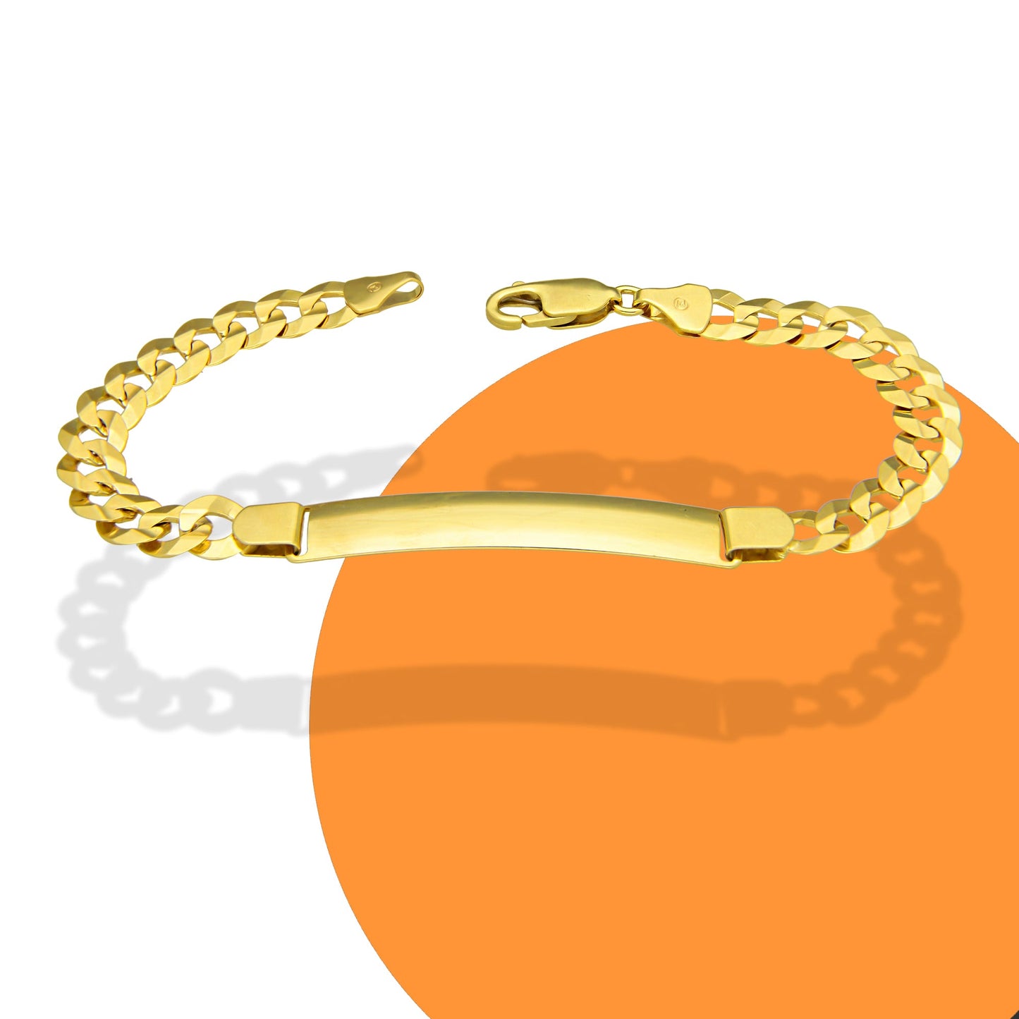 MR14PD118 Pulsera Esclava Dama Oro Sólido 14K Mod Cubana Americana Diamantada 7 mm x 18 cm
