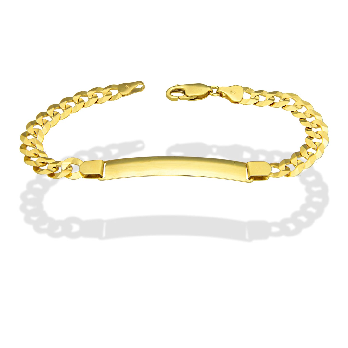 MR14PD118 Pulsera Esclava Dama Oro Sólido 14K Mod Cubana Americana Diamantada 7 mm x 18 cm