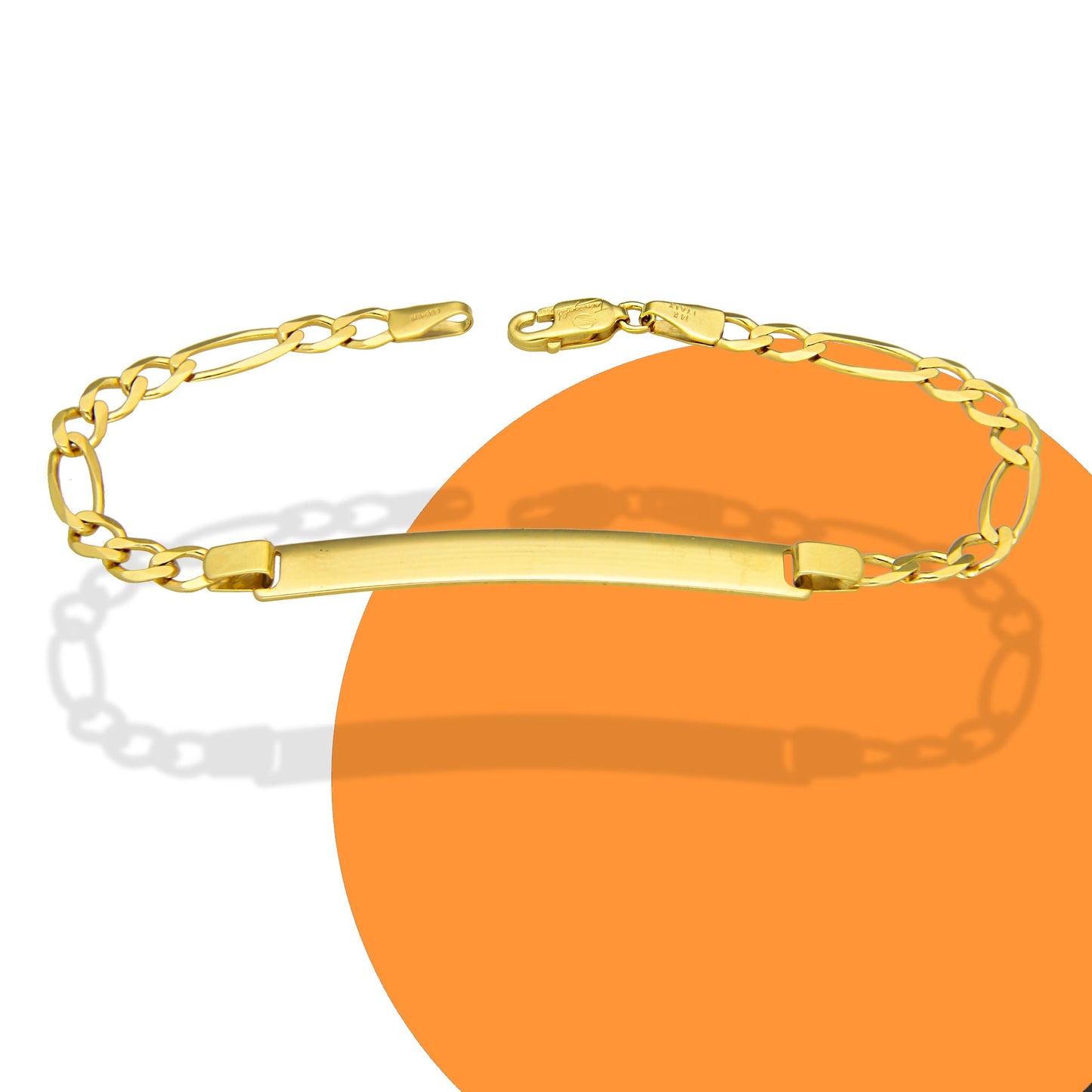 MR14PD119 Pulsera Esclava Dama Oro Sólido 14K Mod Fígaro 3*1 Lisa 4.5 mm x 18 cm