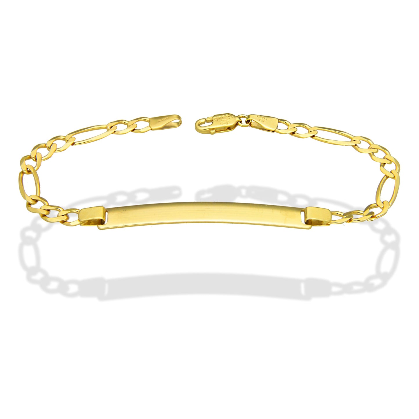 MR14PD119 Pulsera Esclava Dama Oro Sólido 14K Mod Fígaro 3*1 Lisa 4.5 mm x 18 cm