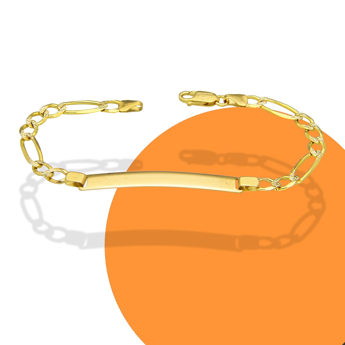 MR14PD120 Pulsera Esclava Dama Oro Sólido 14K Mod Fígaro 3*1 Lisa 5 mm x 18 cm