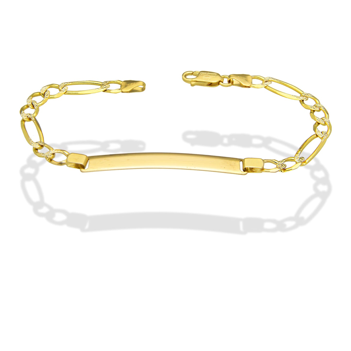 MR14PD120 Pulsera Esclava Dama Oro Sólido 14K Mod Fígaro 3*1 Lisa 5 mm x 18 cm