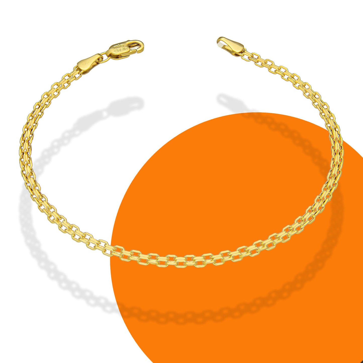 MR14PD128 Pulsera Dama Oro Sólido 14K Modelo Bizmark 3 mm x 18 cm