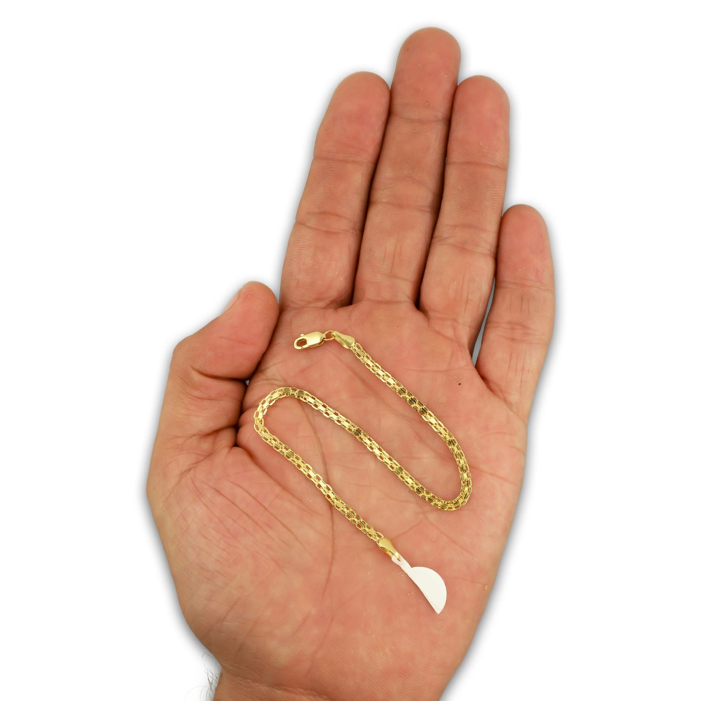 MR14PD128 Pulsera Dama Oro Sólido 14K Modelo Bizmark 3 mm x 18 cm