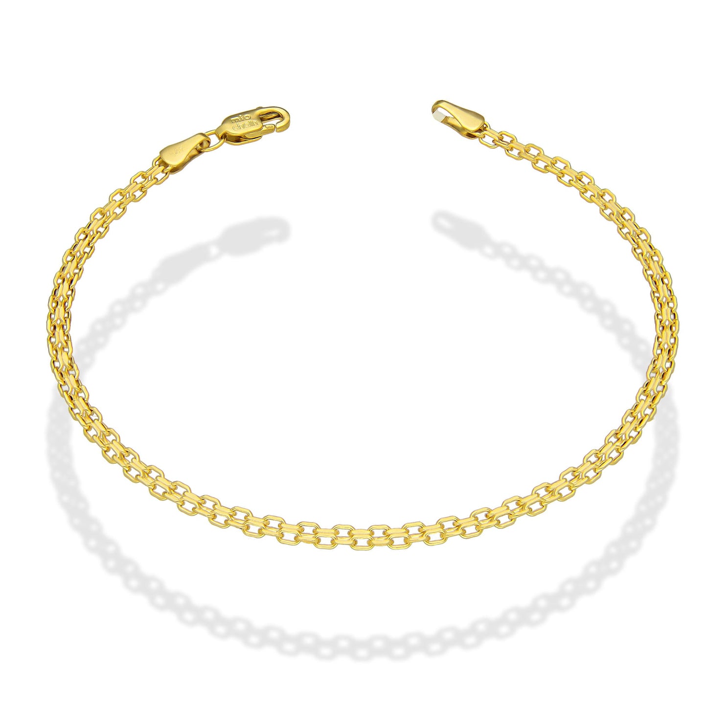 MR14PD128 Pulsera Dama Oro Sólido 14K Modelo Bizmark 3 mm x 18 cm
