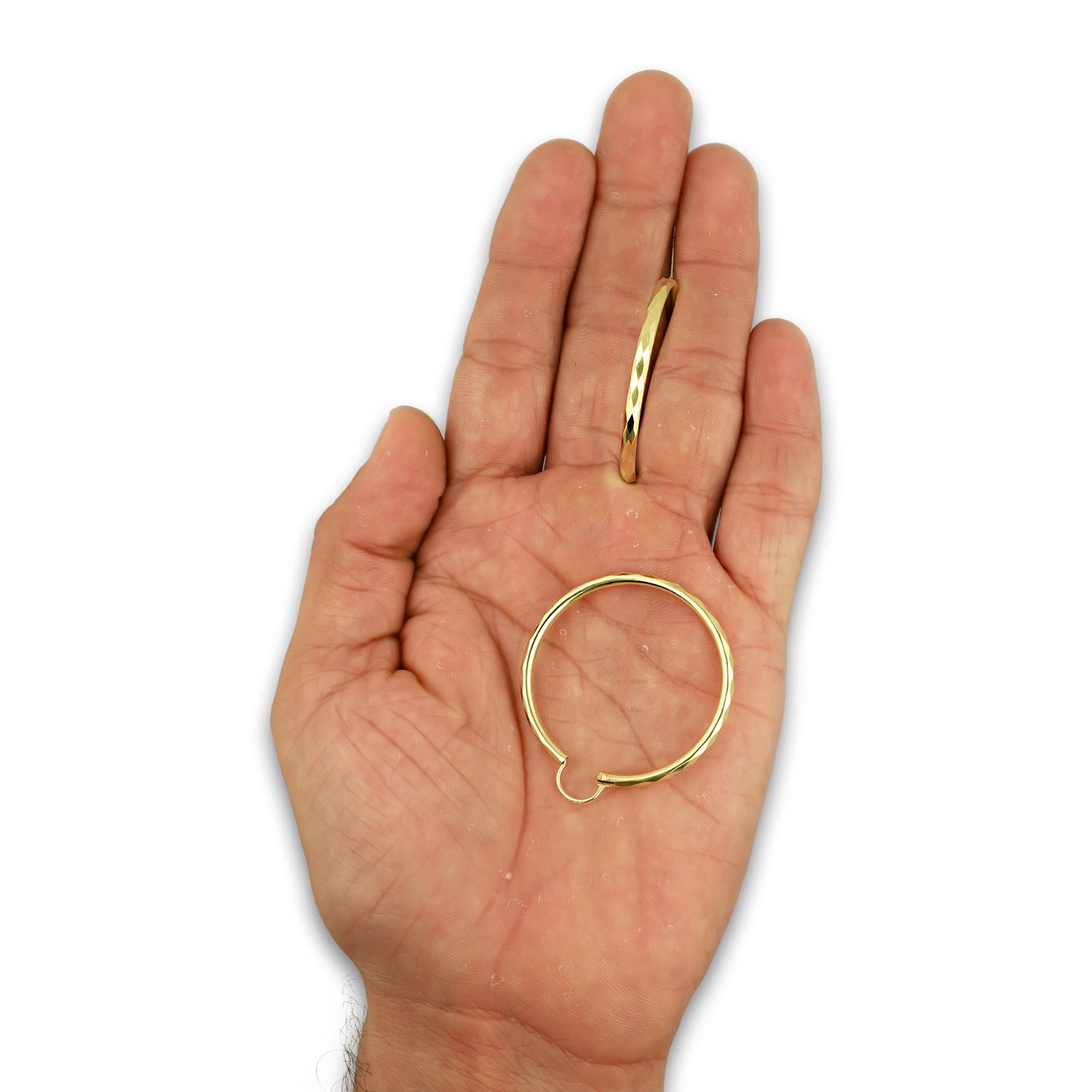 NR14AR034 Arete Arracada Oro Sólido 14K Facetada Tubo 2.5 mm Diámetro 3.6 cm