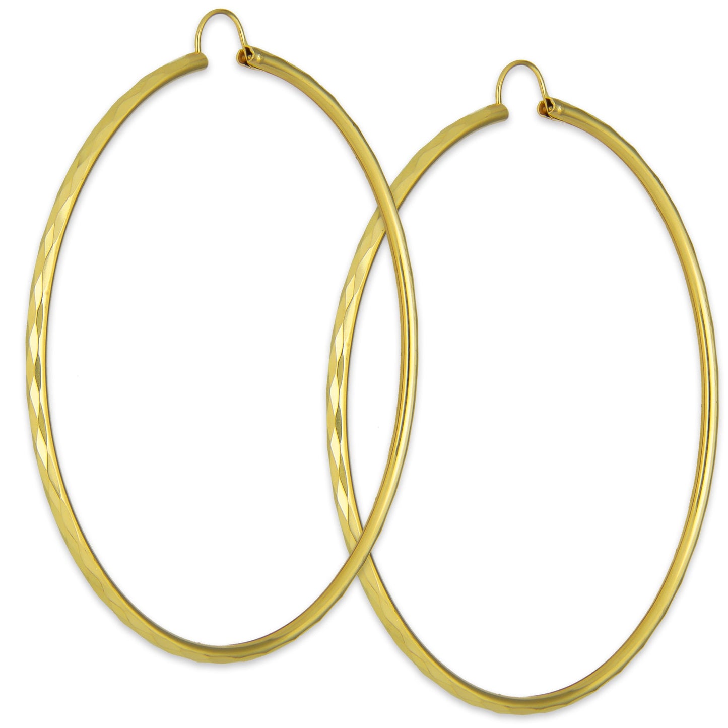 NR14AR039 Arete Arracada Oro Sólido 14K Facetada Tubo 2.5 mm Diámetro 7.5 cm