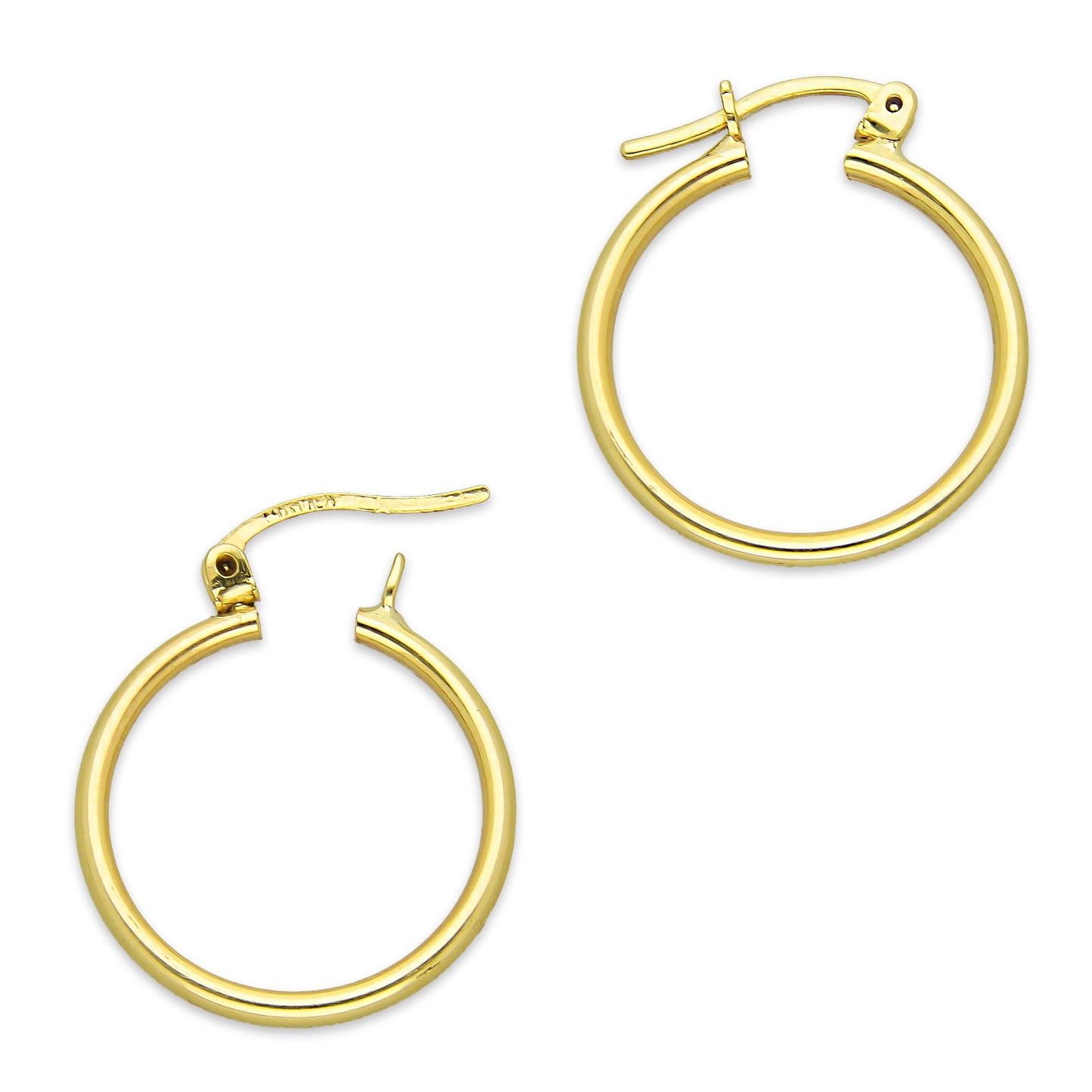 NR14AR041 Arete Arracada Oro Sólido 14K Tubo Liso 2 mm Diámetro 2 cm