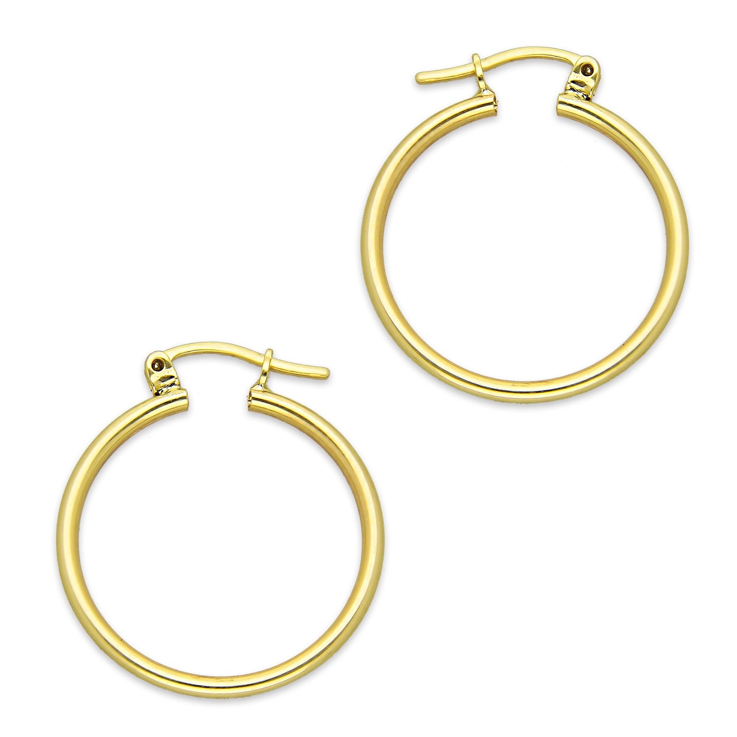 NR14AR042 Arete Arracada Oro Sólido 14K Tubo Liso 2 mm Diámetro 2.3 cm
