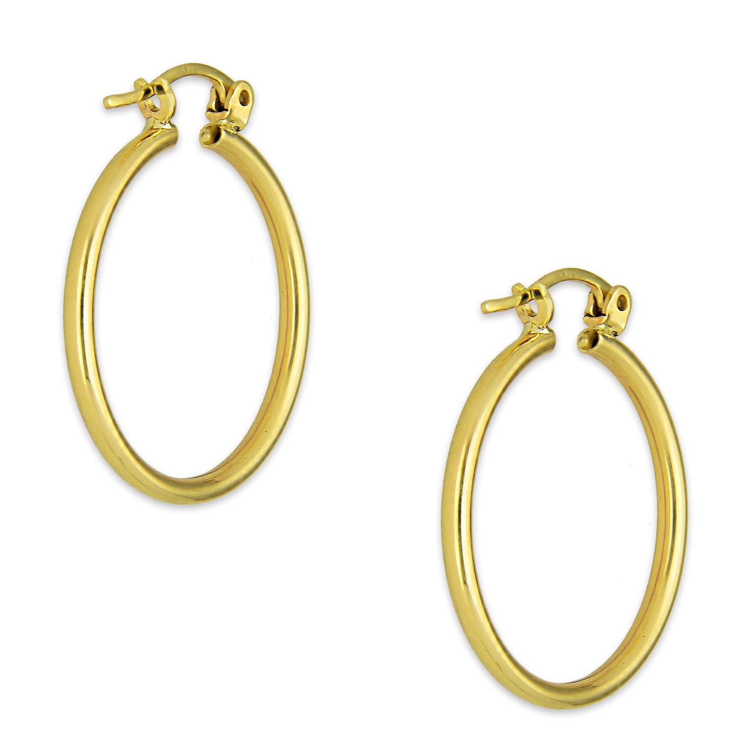 NR14AR042 Arete Arracada Oro Sólido 14K Tubo Liso 2 mm Diámetro 2.3 cm