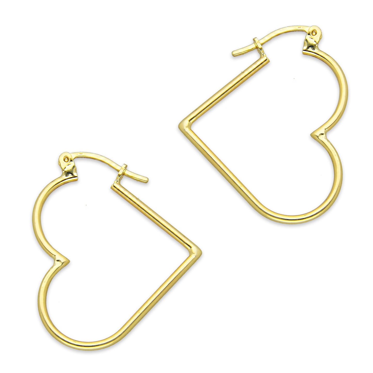 NR14AR047 Arete Arracada Oro Sólido 14K Corazón Liso Diámetro 3.4 cm