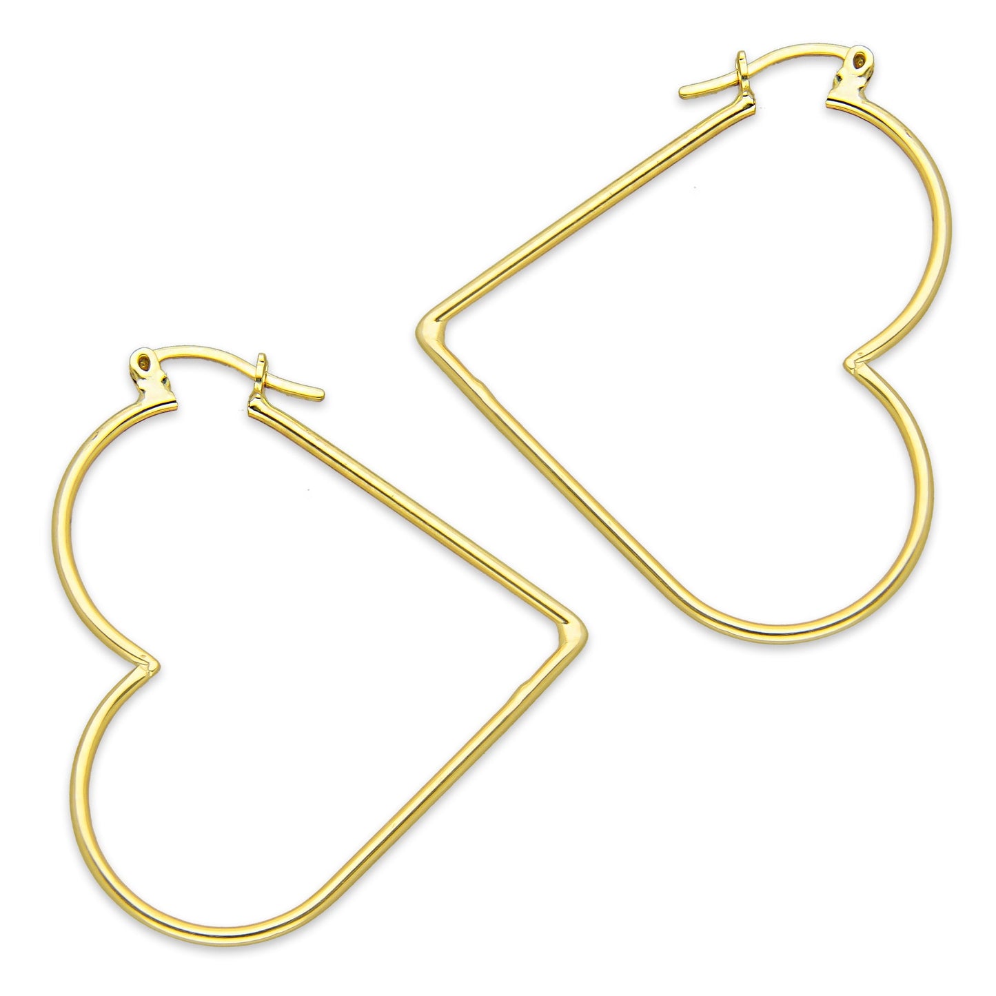 NR14AR048 Arete Arracada Oro Sólido 14K Corazón Liso Diámetro 4 cm
