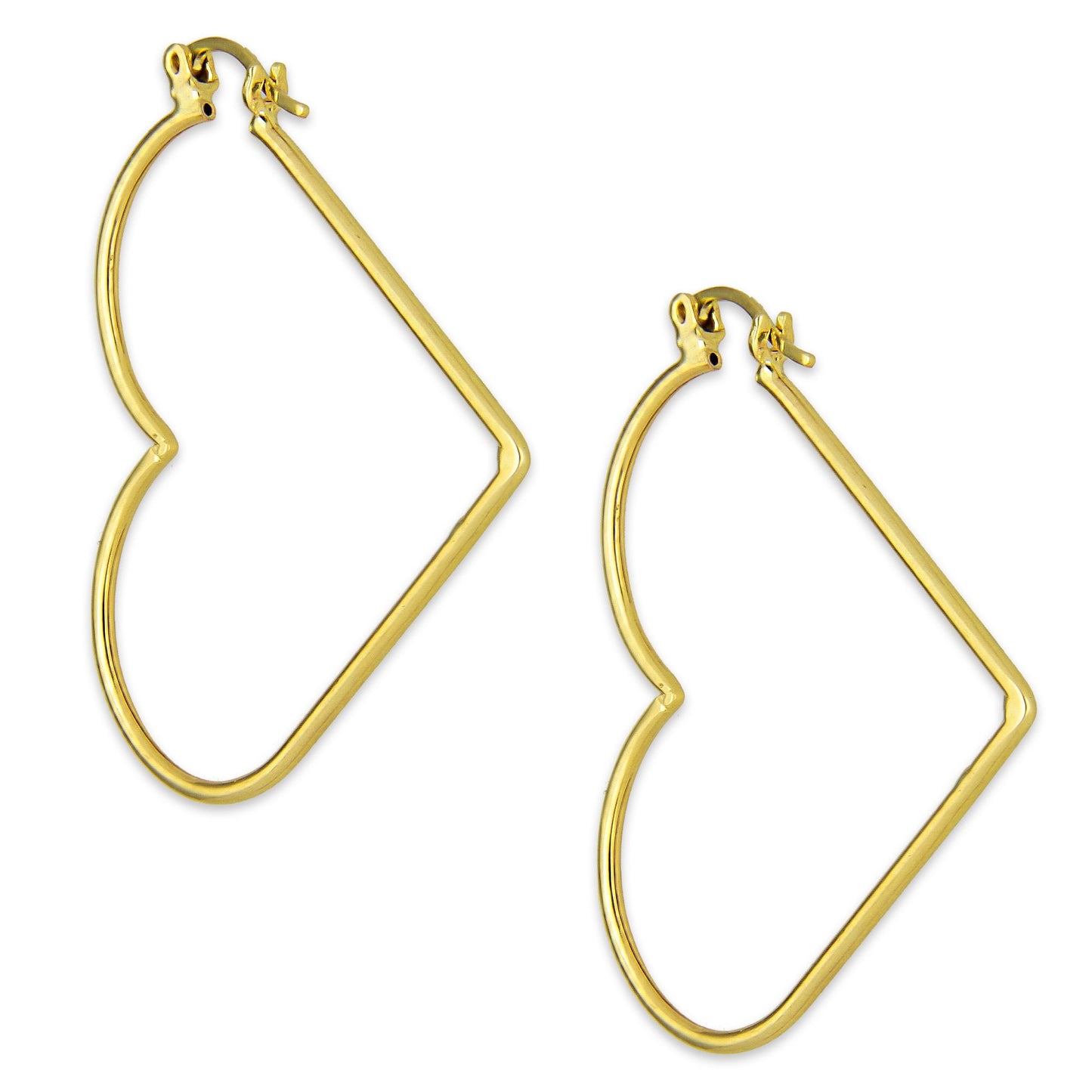 NR14AR048 Arete Arracada Oro Sólido 14K Corazón Liso Diámetro 4 cm