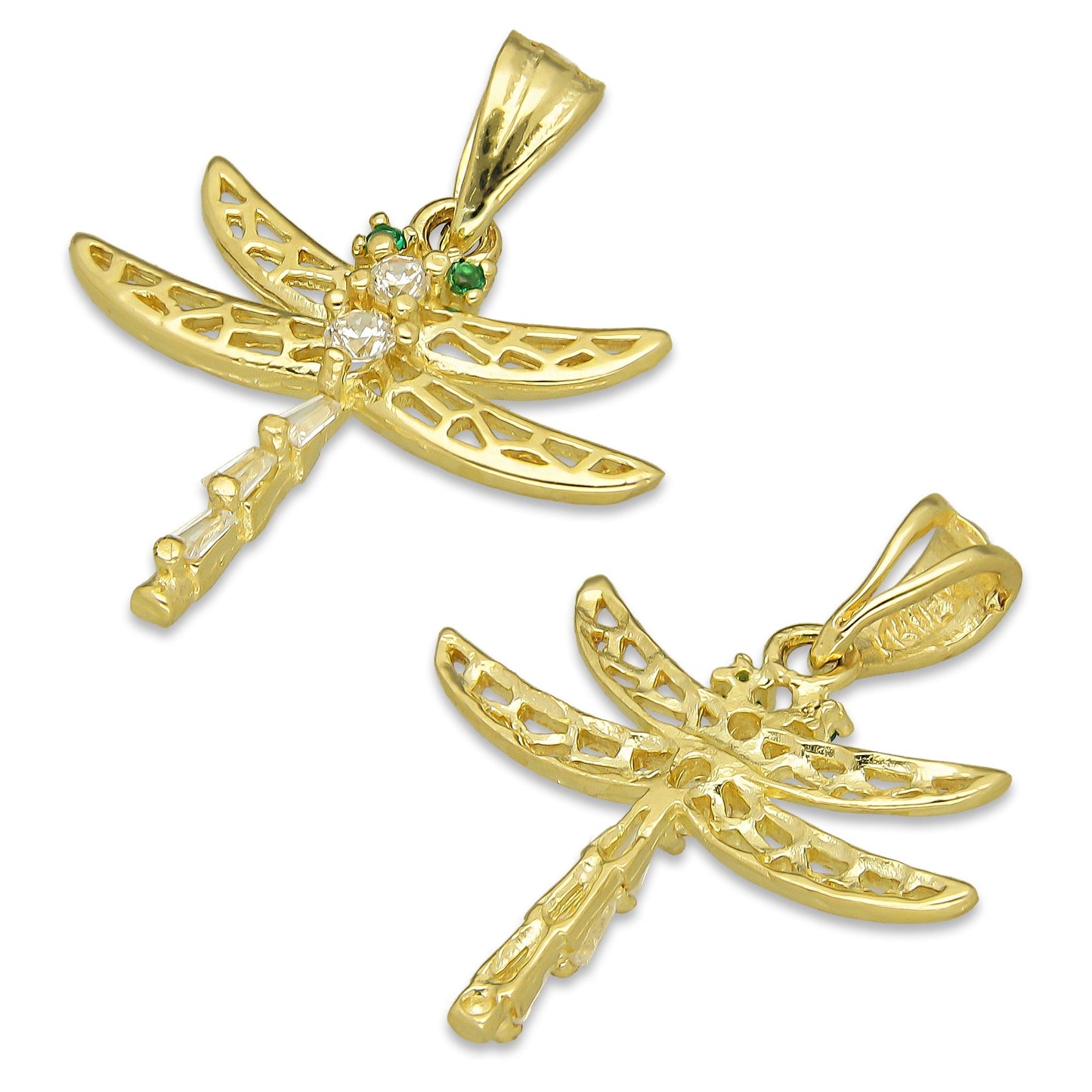 NR14DJ149 Dije Oro Sólido 14K Libélula Alas Caladas 2.2 cm x 2.4 cm