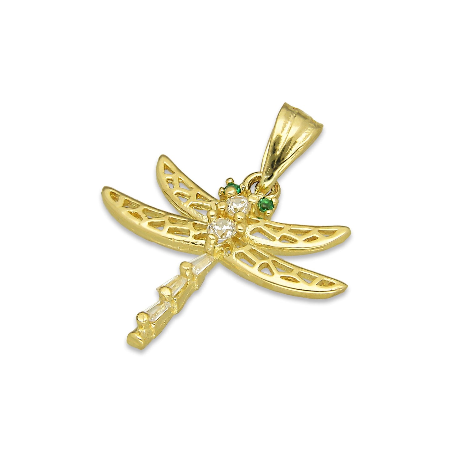 NR14DJ149 Dije Oro Sólido 14K Libélula Alas Caladas 2.2 cm x 2.4 cm