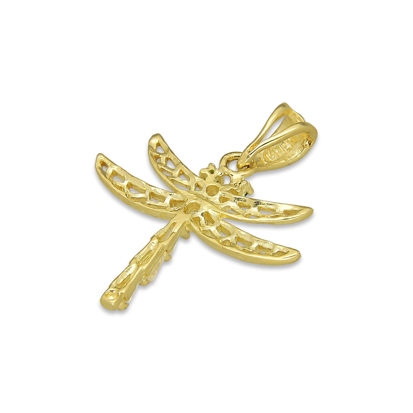 NR14DJ149 Dije Oro Sólido 14K Libélula Alas Caladas 2.2 cm x 2.4 cm