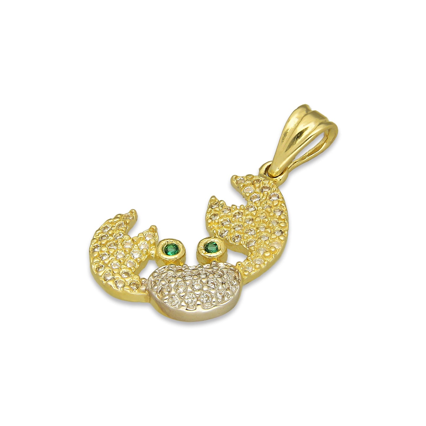 NR14DJ153 Dije Oro Sólido 14K Cangrejito Tenazas Pavé 1.6 cm x 2.5 cm