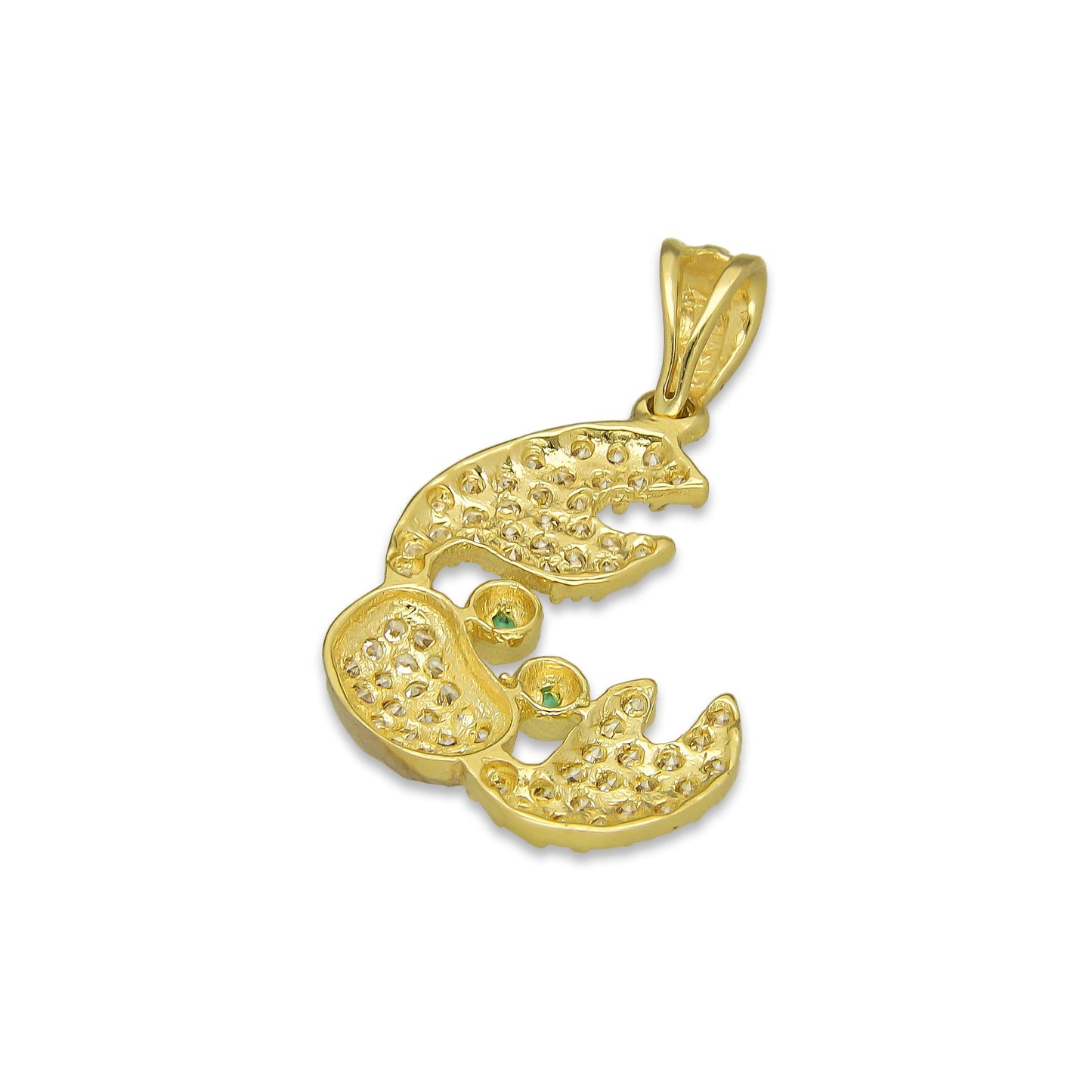 NR14DJ153 Dije Oro Sólido 14K Cangrejito Tenazas Pavé 1.6 cm x 2.5 cm