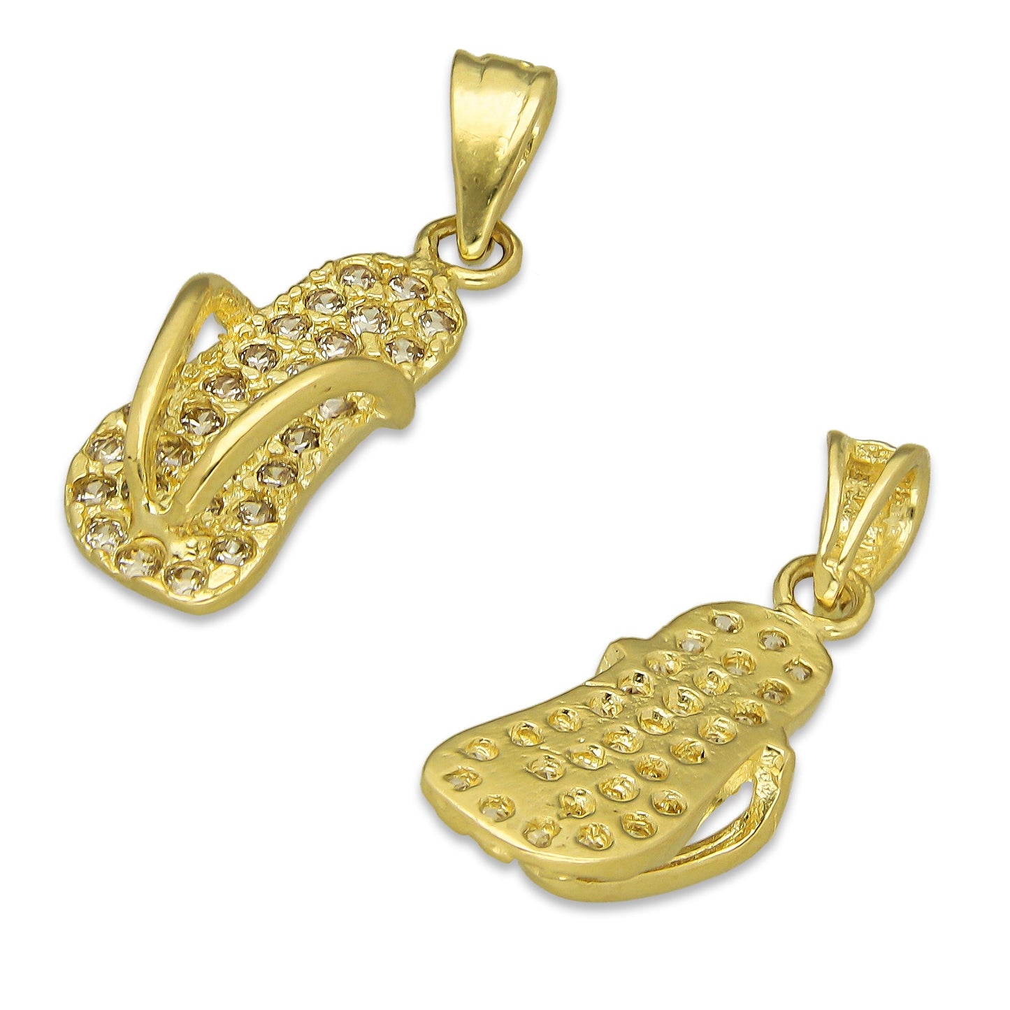 NR14DJ157 Dije Oro Sólido 14K Chanclita con Zirconias Blancas .9 cm x 2.5 cm