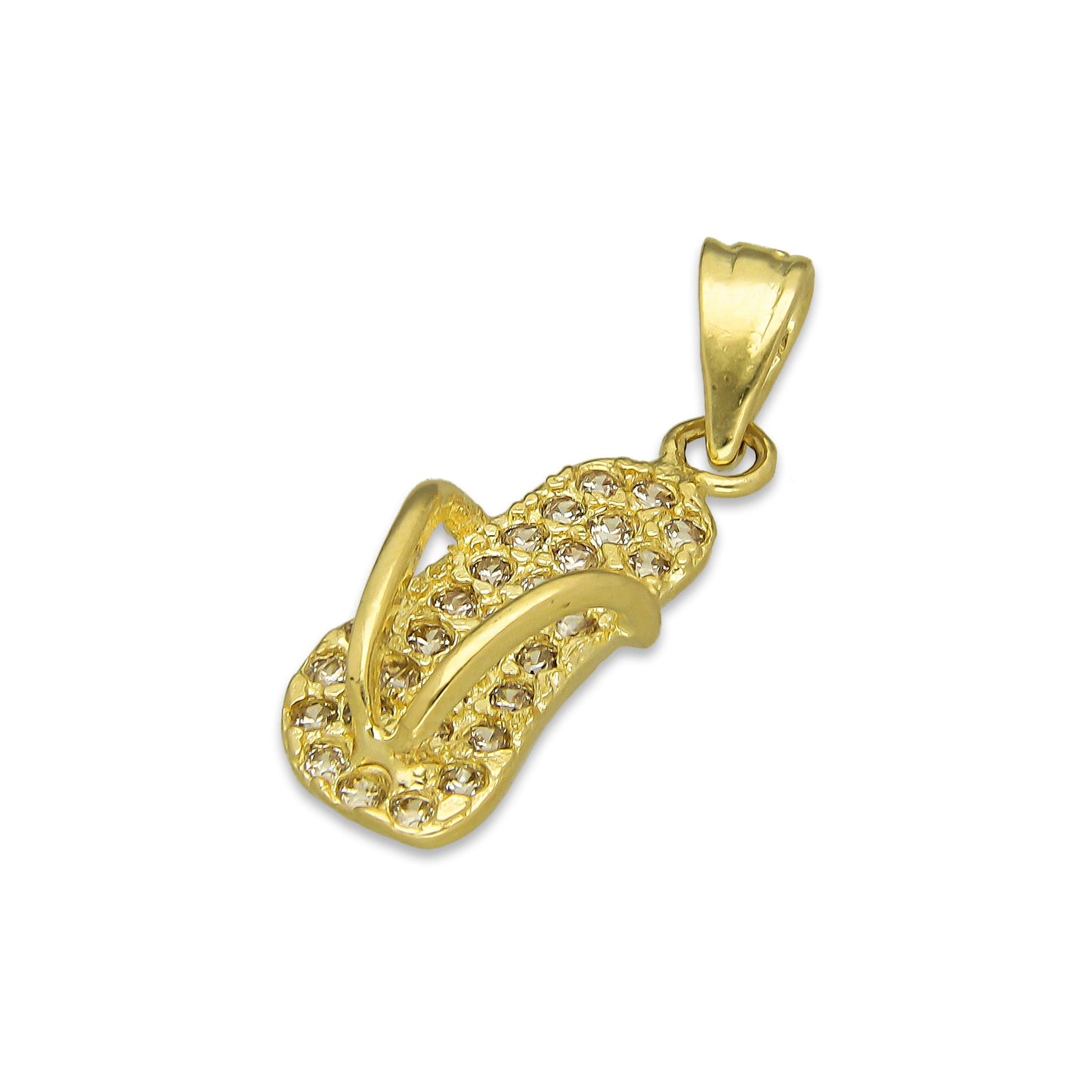 NR14DJ157 Dije Oro Sólido 14K Chanclita con Zirconias Blancas .9 cm x 2.5 cm