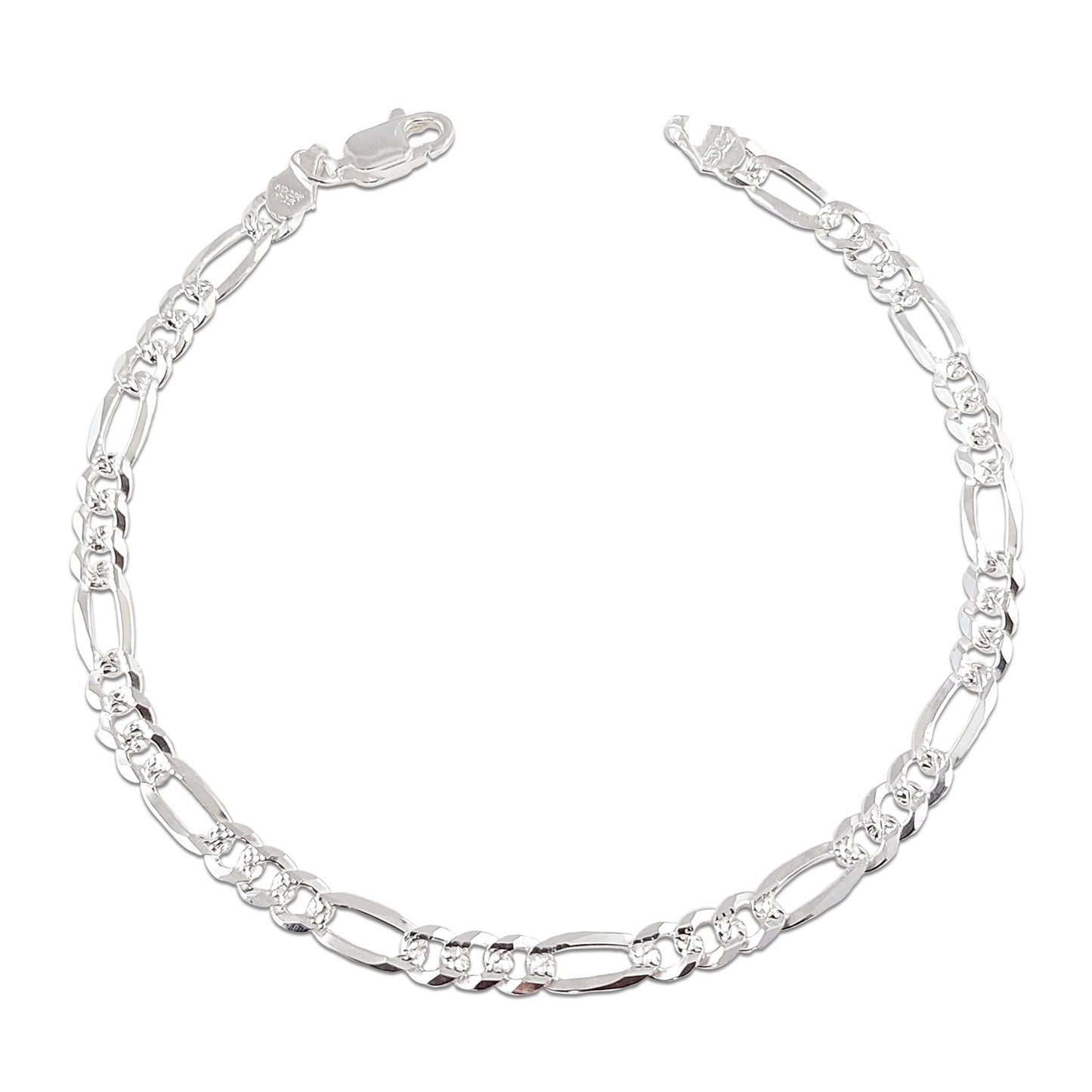 LPPC063 Pulsera Figaro 3x1 de 4 mm x 19 cm en Plata Ley .925 1509438951