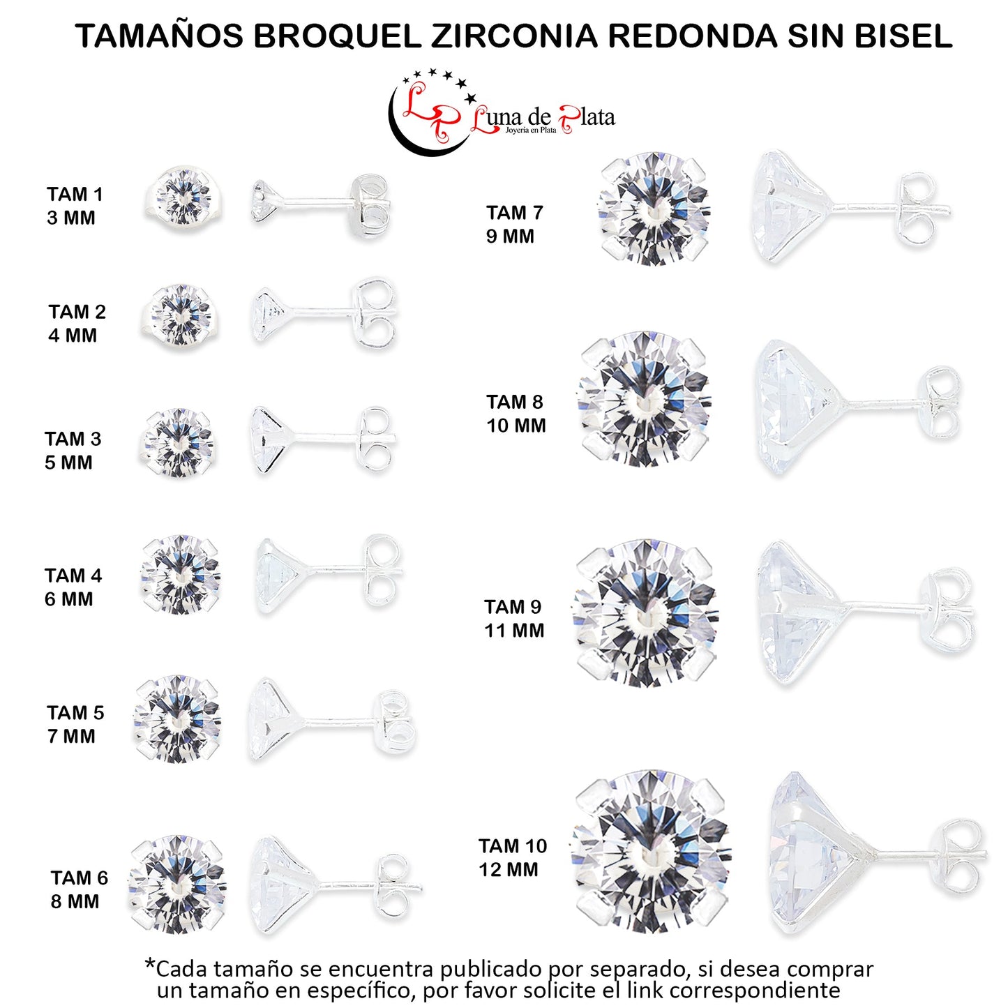 LPAP032 Aretes Broquel Zirconia Red S B 3 mm Tam 1 Plata .925 Taxco 1440098529