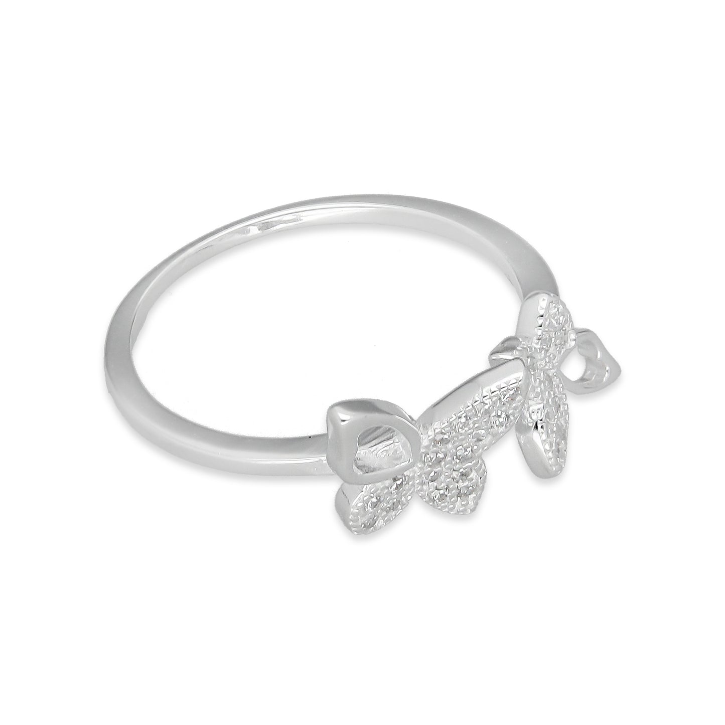 TMPAD012 Anillo Ajustable de Mariposa con Zirconia de Micropave en Plata Fina .925