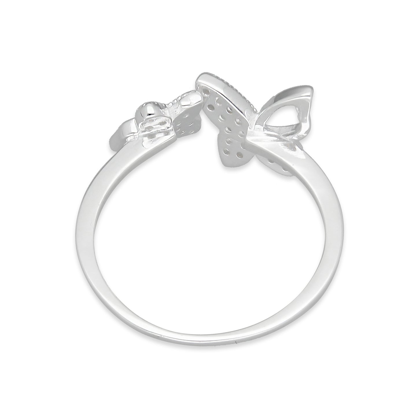 TMPAD012 Anillo Ajustable de Mariposa con Zirconia de Micropave en Plata Fina .925