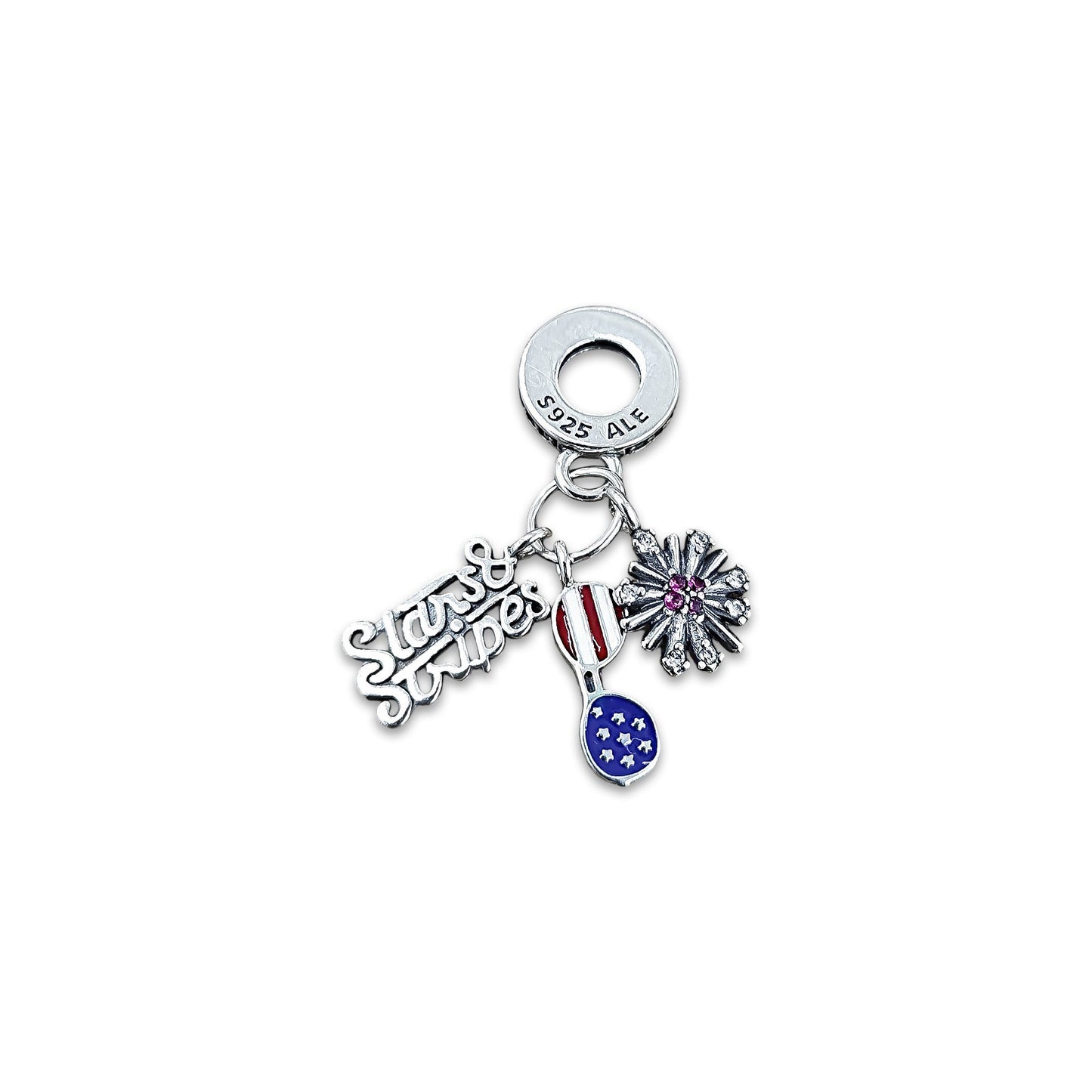 TMPCH004 Dije Charm Pand Stars & Stripers Lentes en Plata Fina .925