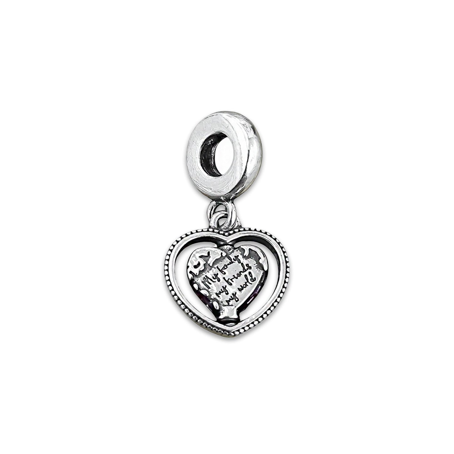 TMPCH010 Dije Charm Pand Corazón Family Friends World en Plata Fina .925